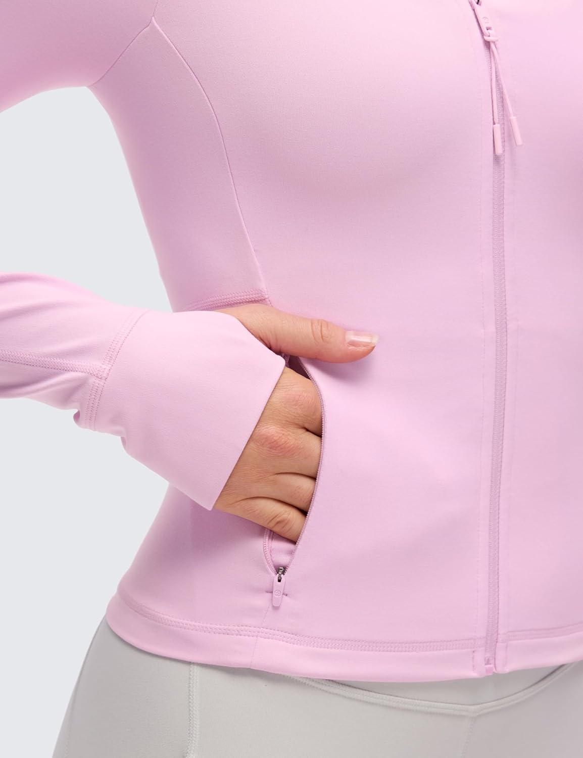 image:imageCRZ YOGA Butterluxe VNeck Jackets for Women Full Zip Athletic Track Tops with Thumb Holes PocketsVita Pink