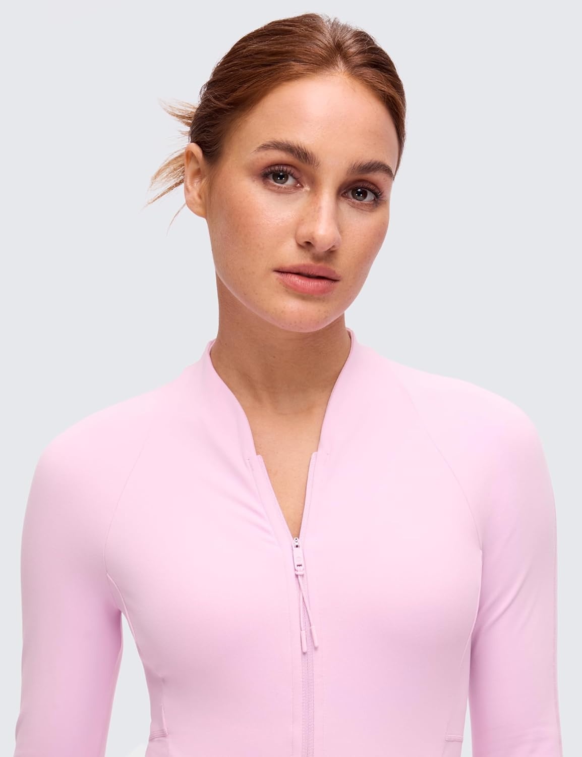 image:imageCRZ YOGA Butterluxe VNeck Jackets for Women Full Zip Athletic Track Tops with Thumb Holes PocketsVita Pink