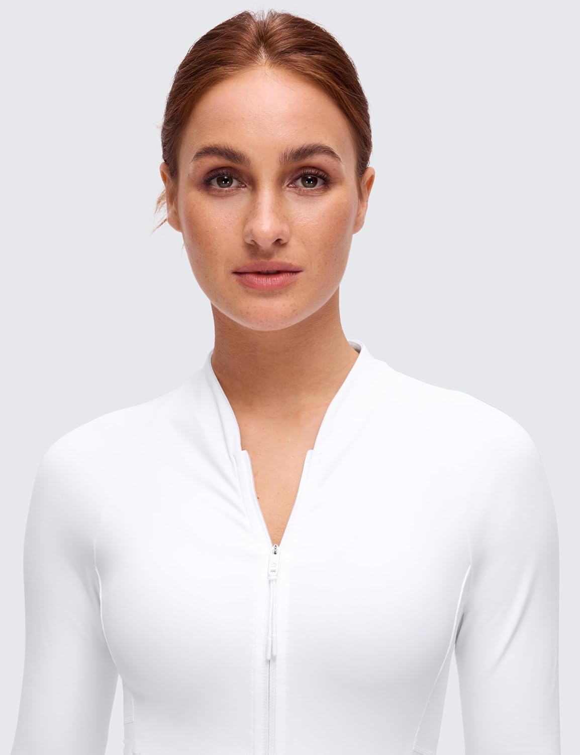 image:imageCRZ YOGA Butterluxe VNeck Jackets for Women Full Zip Athletic Track Tops with Thumb Holes PocketsWhite