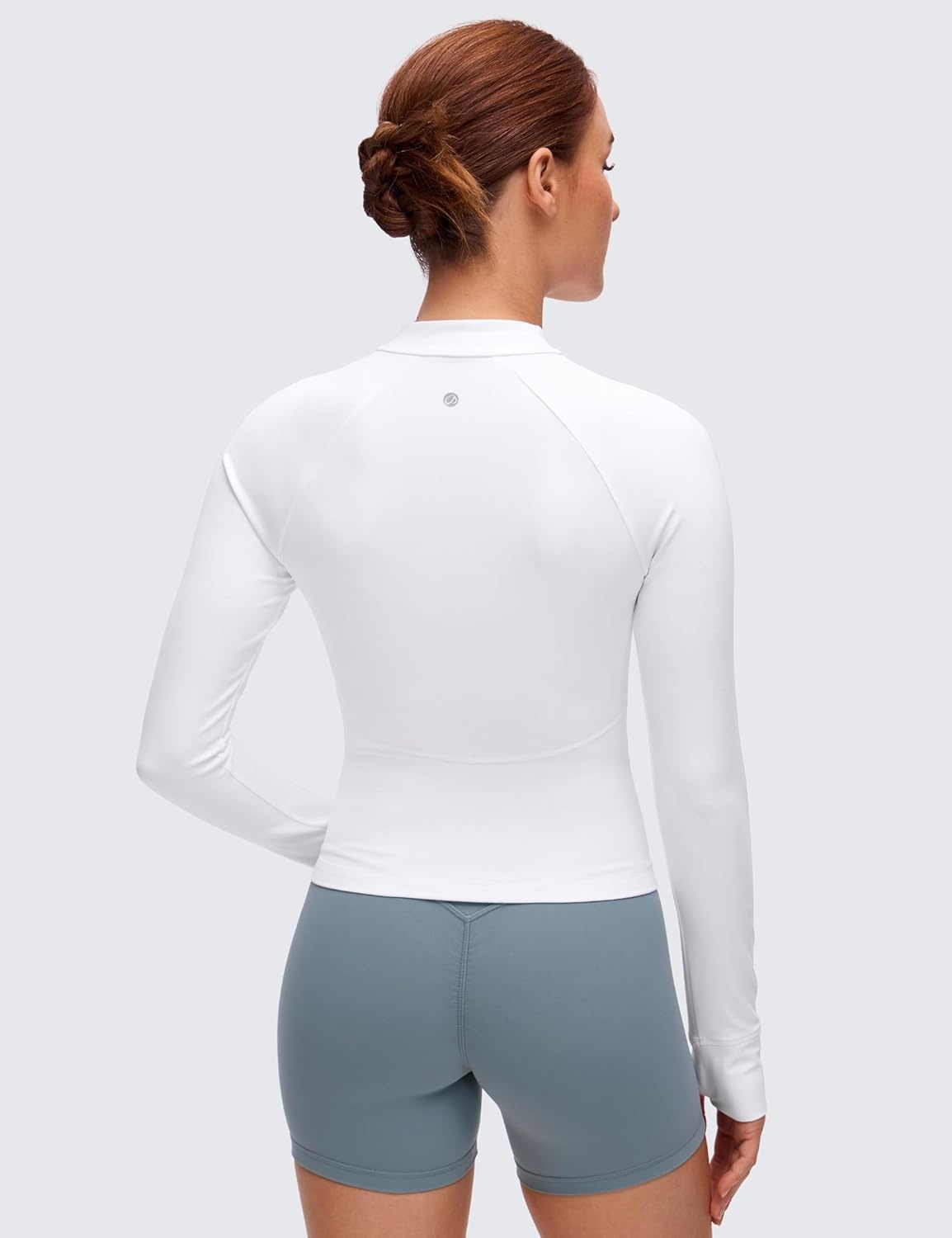 image:imageCRZ YOGA Butterluxe VNeck Jackets for Women Full Zip Athletic Track Tops with Thumb Holes PocketsWhite