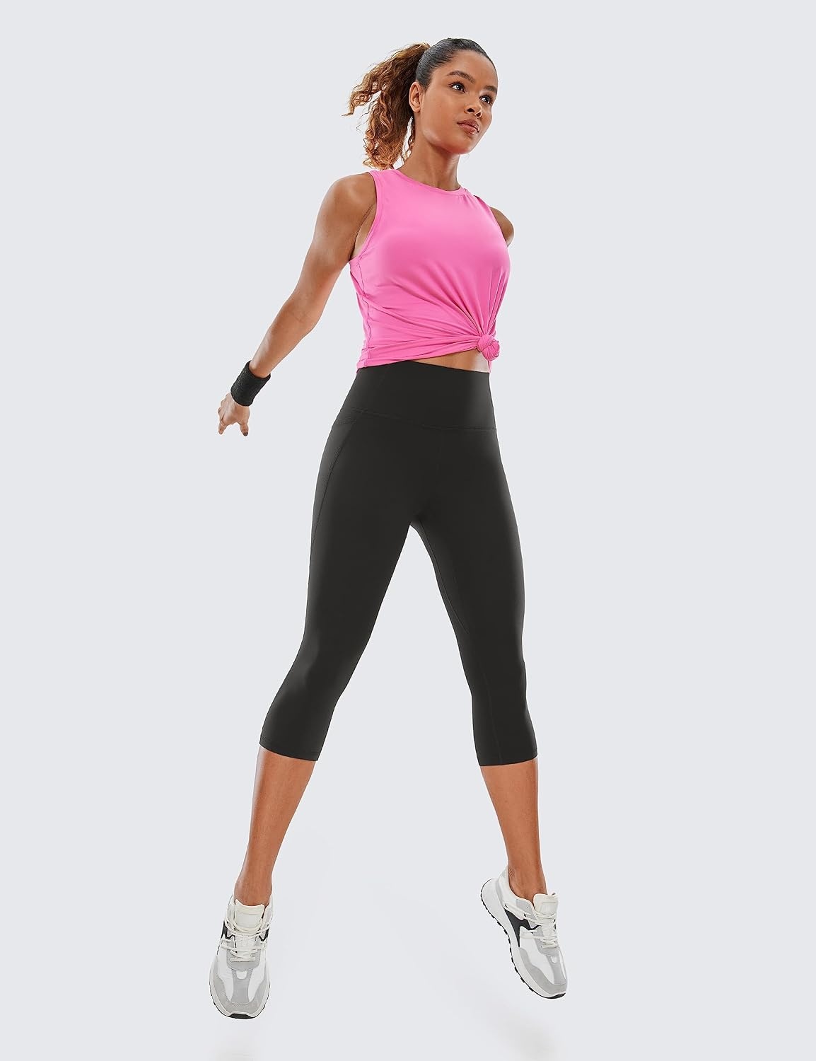 image:imageCRZ YOGA Butterluxe Workout Capri Leggings Pockets 19 High Waisted Gym Womens Yoga Crop Pants Buttery SoftBlack