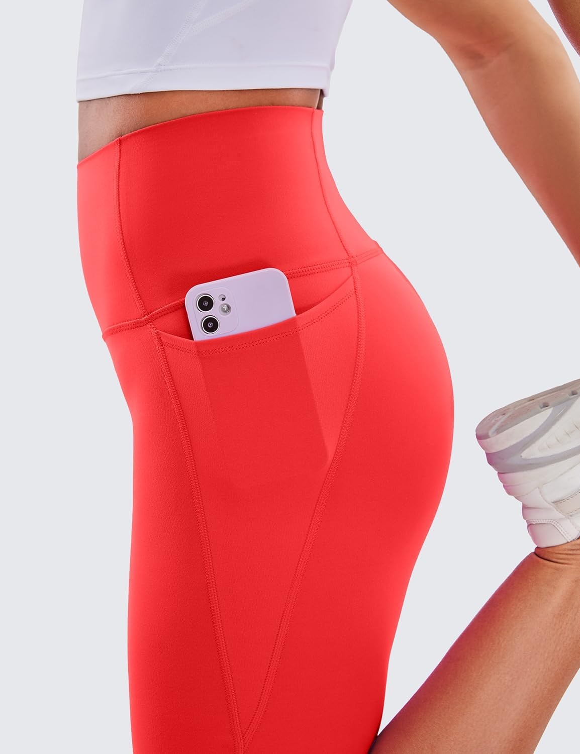 image:imageCRZ YOGA Butterluxe Workout Capri Leggings Pockets 19 High Waisted Gym Womens Yoga Crop Pants Buttery SoftDeep Red