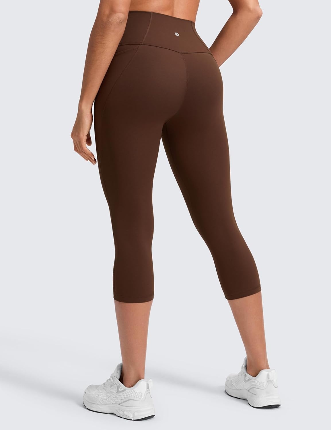image:imageCRZ YOGA Butterluxe Workout Capri Leggings Pockets 19 High Waisted Gym Womens Yoga Crop Pants Buttery SoftLava Brown