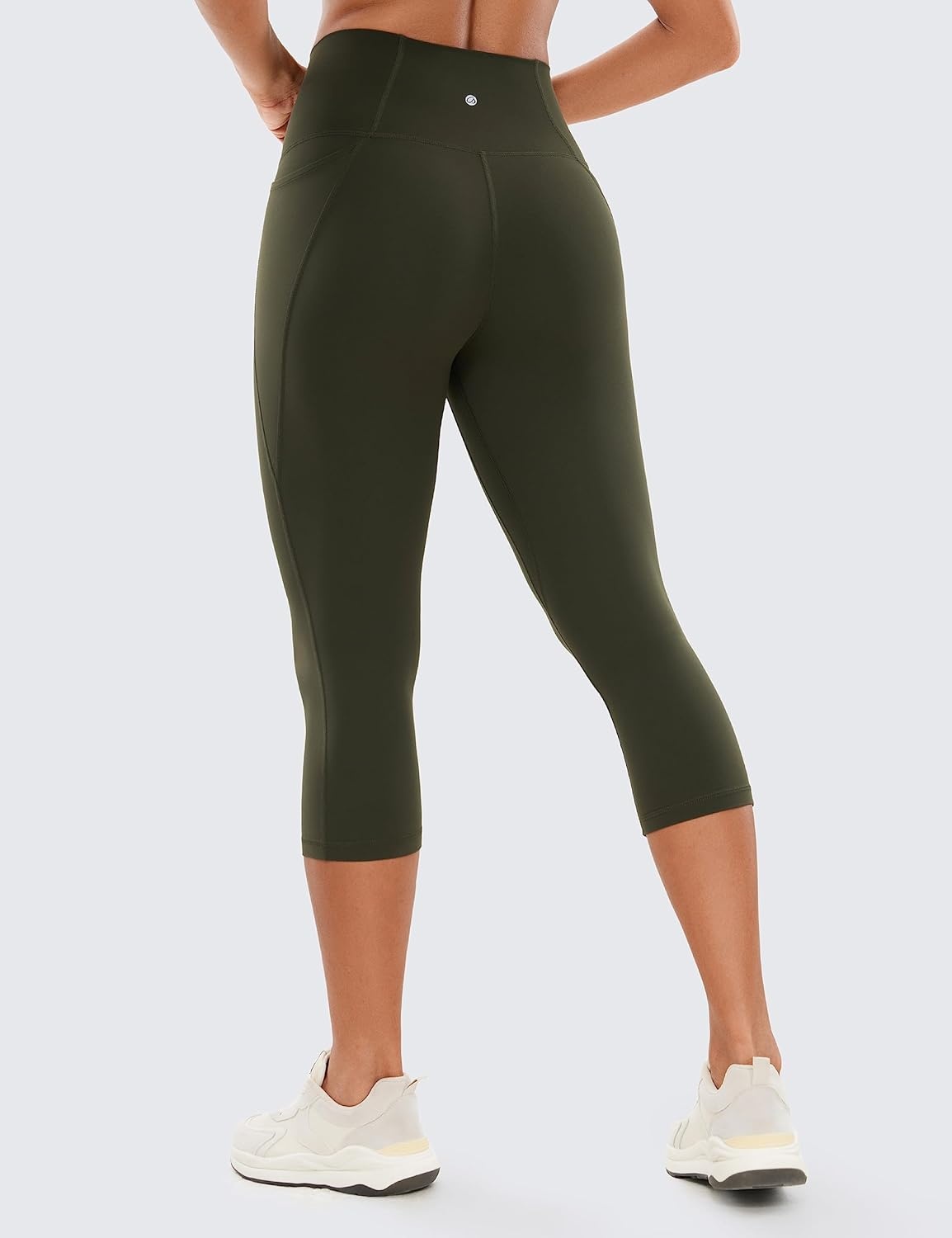 image:imageCRZ YOGA Butterluxe Workout Capri Leggings Pockets 19 High Waisted Gym Womens Yoga Crop Pants Buttery SoftOlive Green