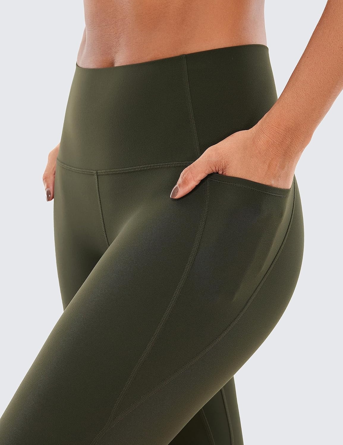 image:imageCRZ YOGA Butterluxe Workout Capri Leggings Pockets 19 High Waisted Gym Womens Yoga Crop Pants Buttery SoftOlive Green