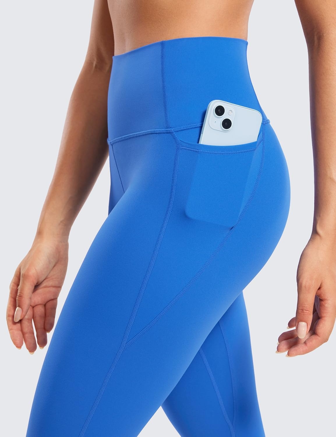 image:imageCRZ YOGA Butterluxe Workout Capri Leggings Pockets 19 High Waisted Gym Womens Yoga Crop Pants Buttery SoftSparkle Blue