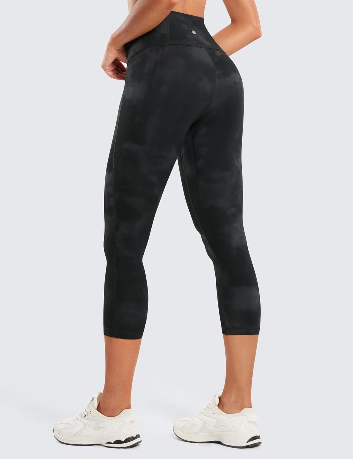image:imageCRZ YOGA Butterluxe Workout Capri Leggings Pockets 21 High Waisted Gym Athletic Womens Crop YogaBlack Tie Dye Flowers