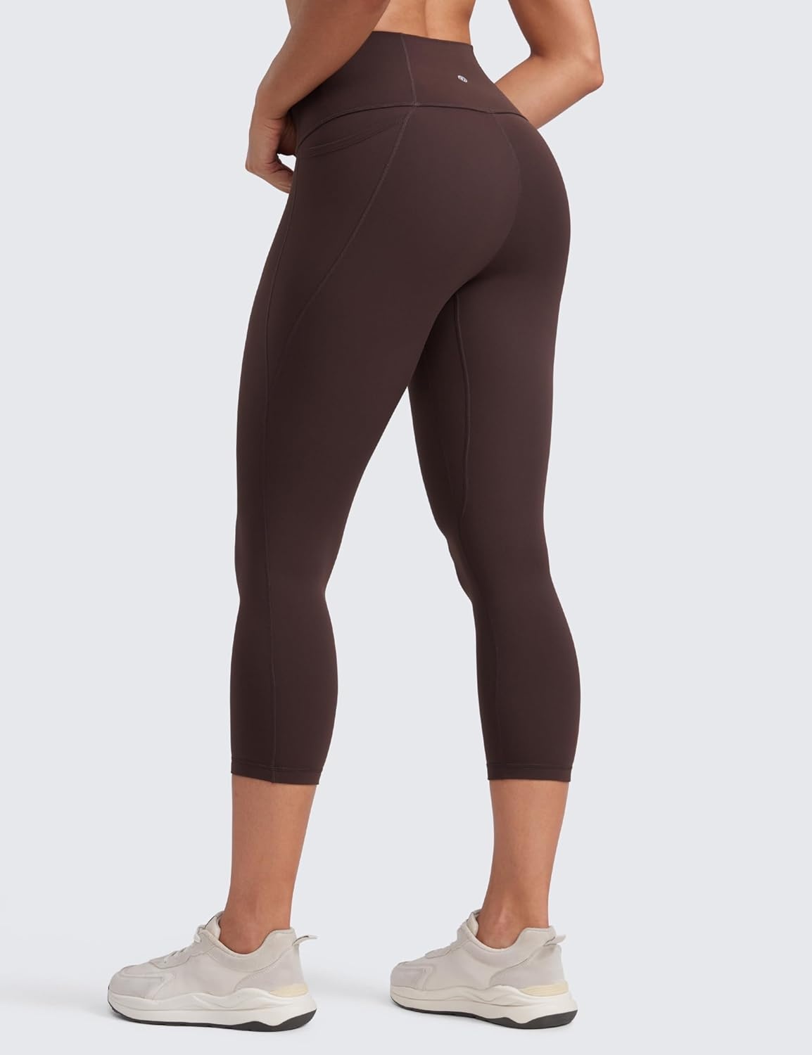 image:imageCRZ YOGA Butterluxe Workout Capri Leggings Pockets 21 High Waisted Gym Athletic Womens Crop YogaHot Fudge Brown