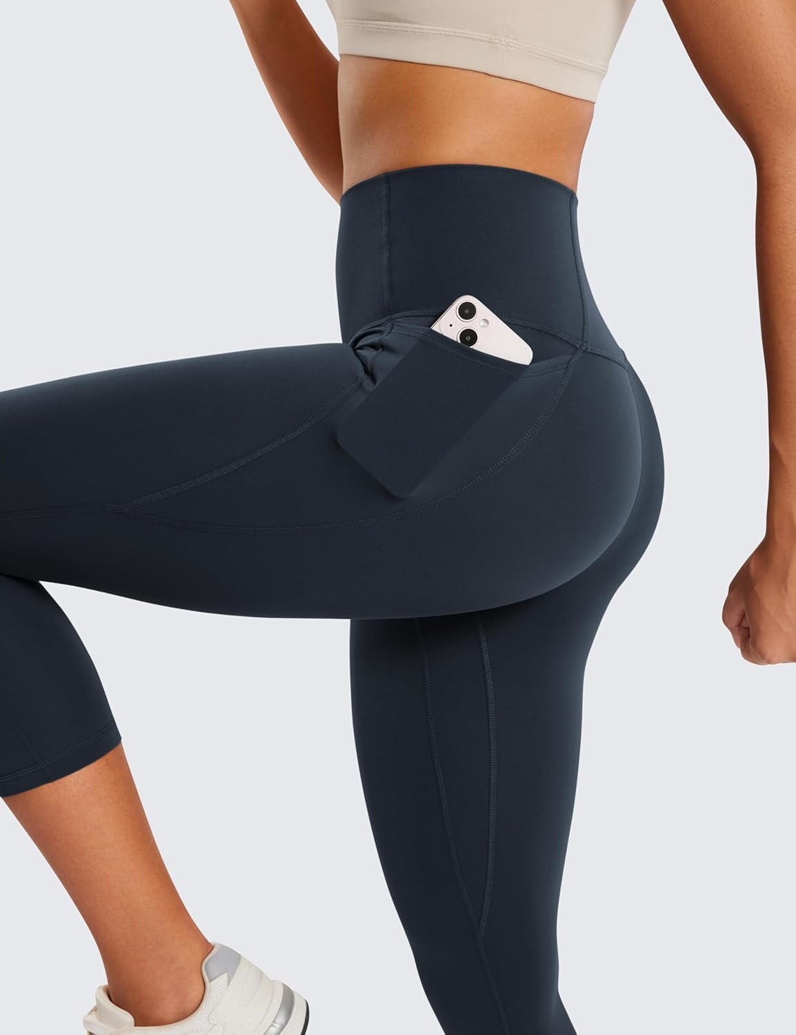 image:imageCRZ YOGA Butterluxe Workout Capri Leggings Pockets 21 High Waisted Gym Athletic Womens Crop YogaTrue Navy