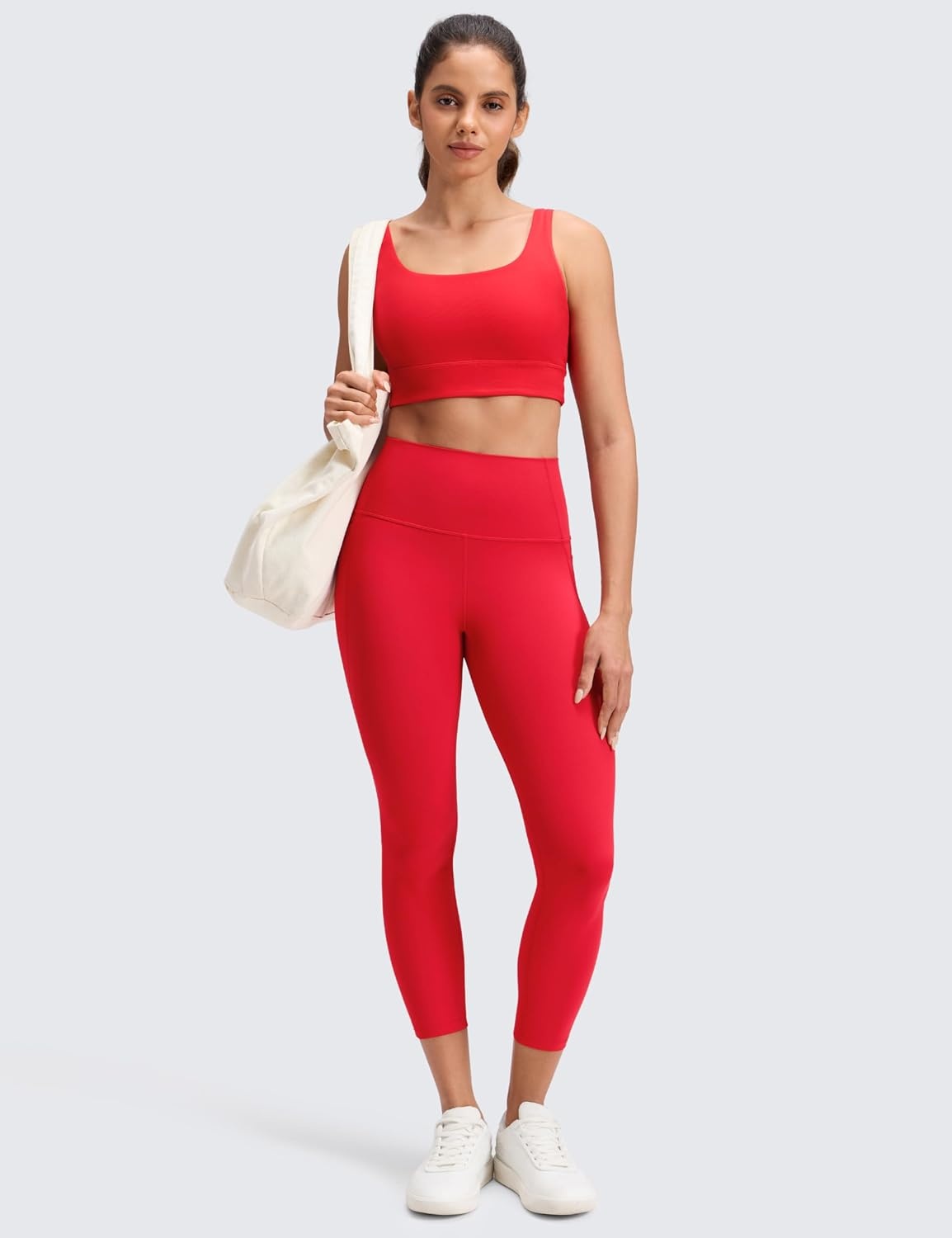 image:imageCRZ YOGA Butterluxe Workout Capri Leggings Pockets 23 High Waist Gym Womens Crop Pants Yoga Buttery SoftAurora Red