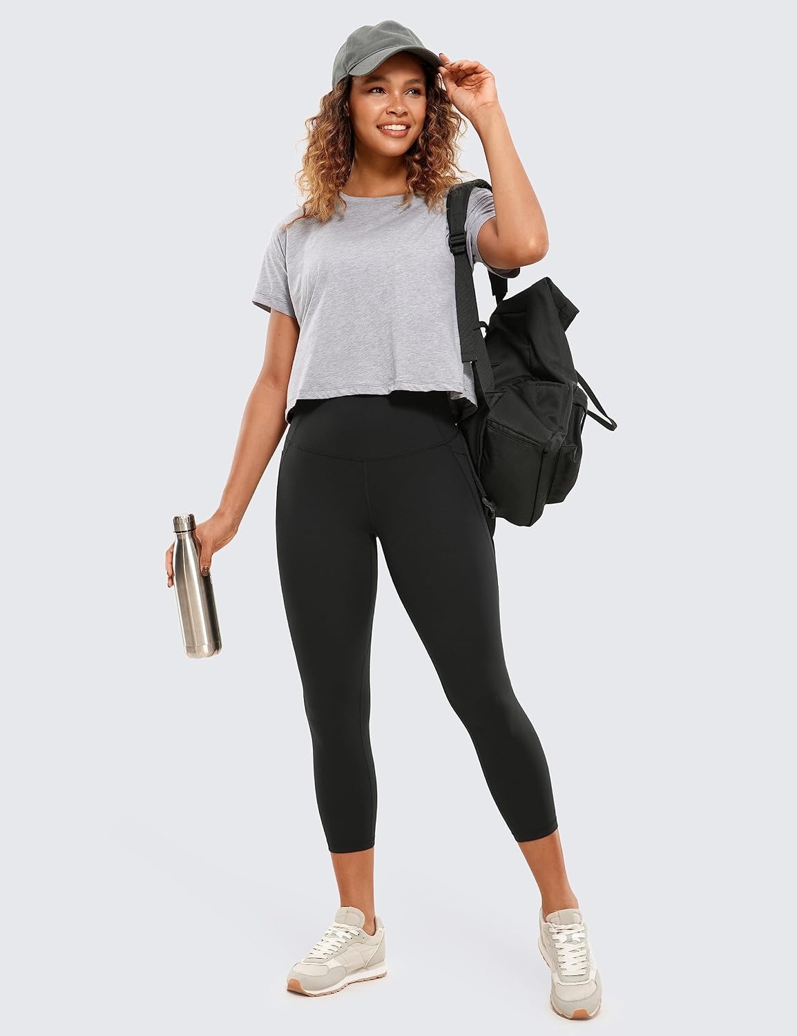 image:imageCRZ YOGA Butterluxe Workout Capri Leggings Pockets 23 High Waist Gym Womens Crop Pants Yoga Buttery SoftBlack