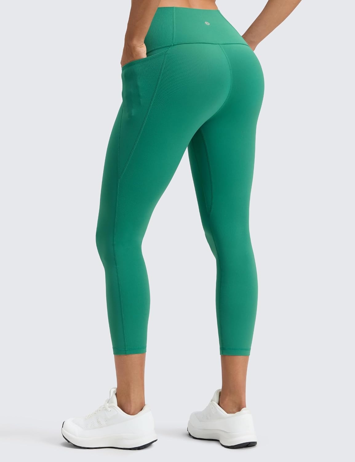image:imageCRZ YOGA Butterluxe Workout Capri Leggings Pockets 23 High Waist Gym Womens Crop Pants Yoga Buttery SoftCascadia Green