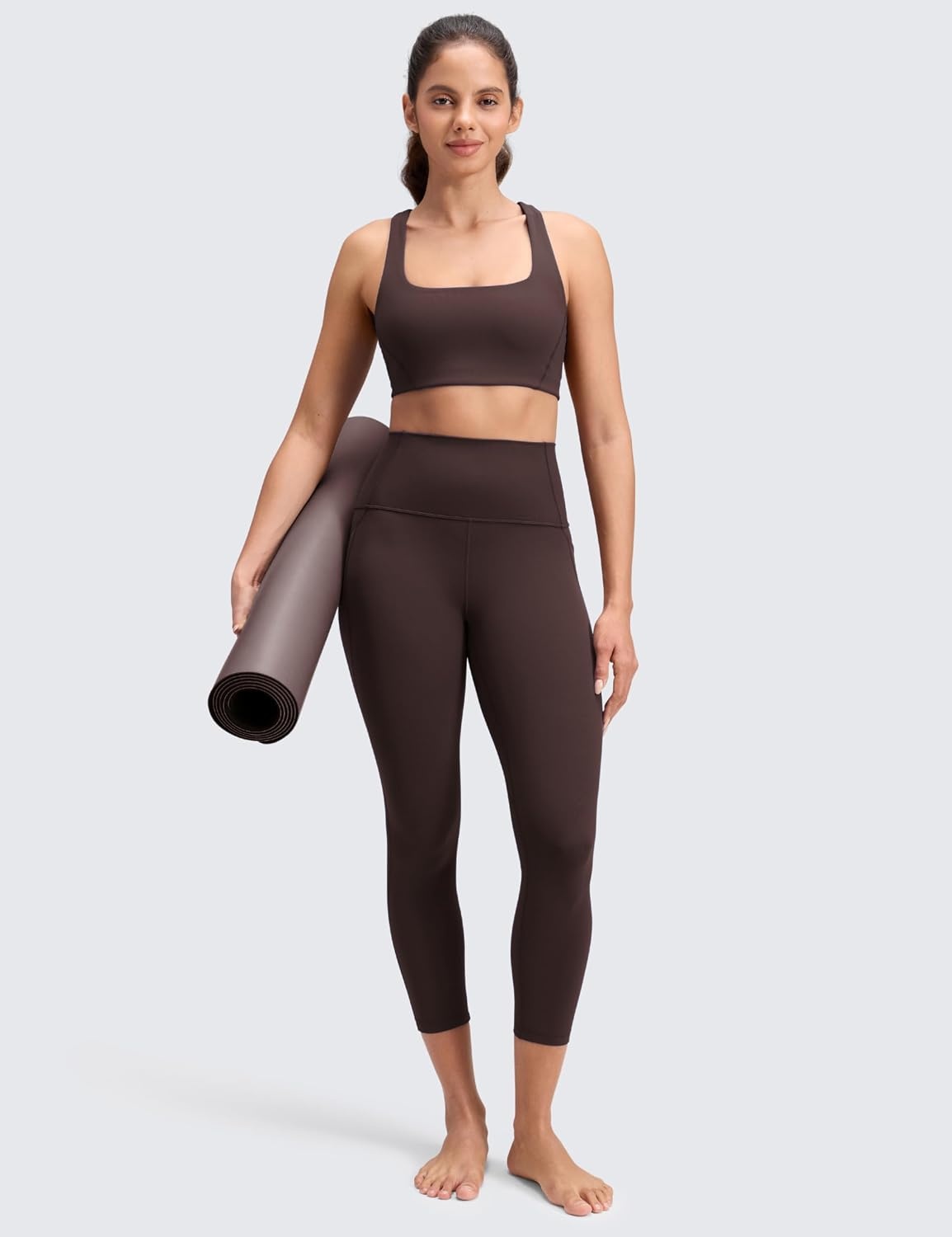 image:imageCRZ YOGA Butterluxe Workout Capri Leggings Pockets 23 High Waist Gym Womens Crop Pants Yoga Buttery SoftHot Fudge Brown