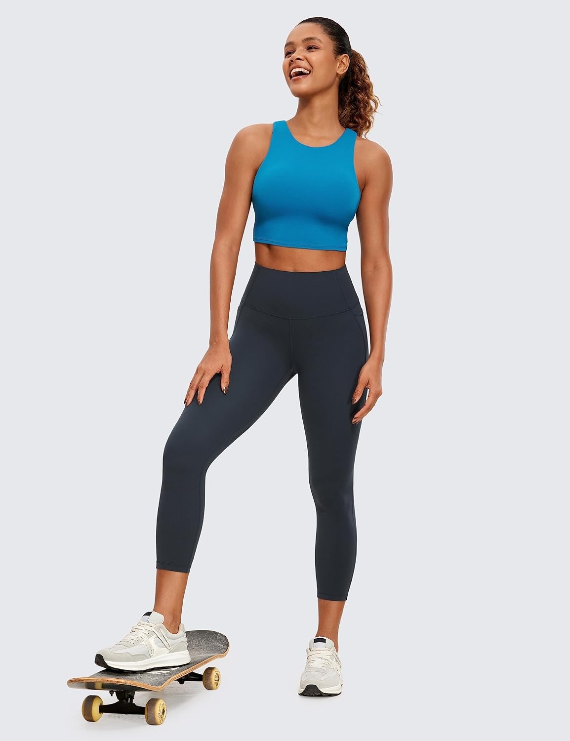 image:imageCRZ YOGA Butterluxe Workout Capri Leggings Pockets 23 High Waist Gym Womens Crop Pants Yoga Buttery SoftTrue Navy