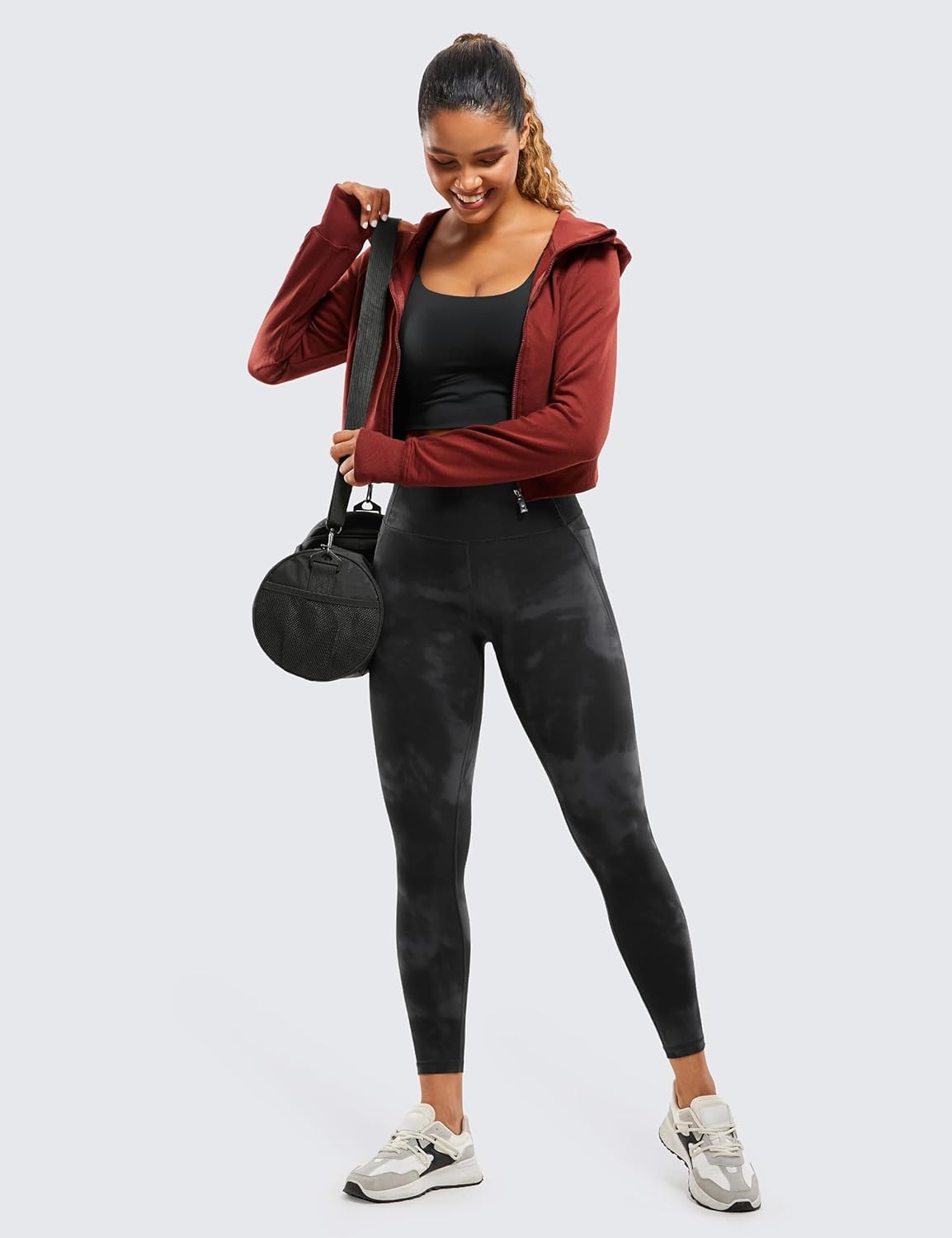 image:imageCRZ YOGA Butterluxe Workout Leggings Pockets 25 High Waisted Gym Womens Yoga Pants Buttery SoftBlack Tie Dye Flowers
