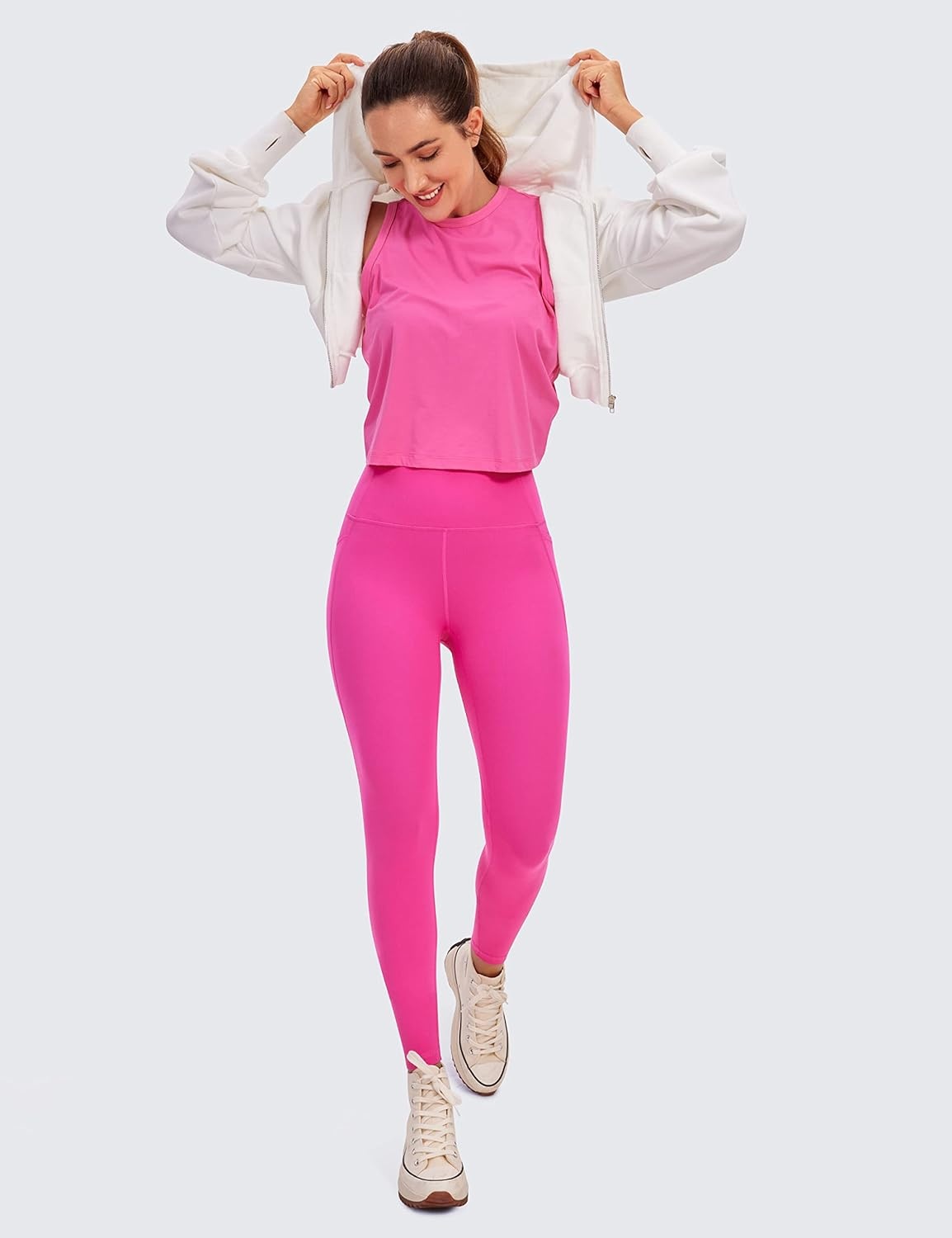 image:imageCRZ YOGA Butterluxe Workout Leggings Pockets 25 High Waisted Gym Womens Yoga Pants Buttery SoftHibiscus Purple
