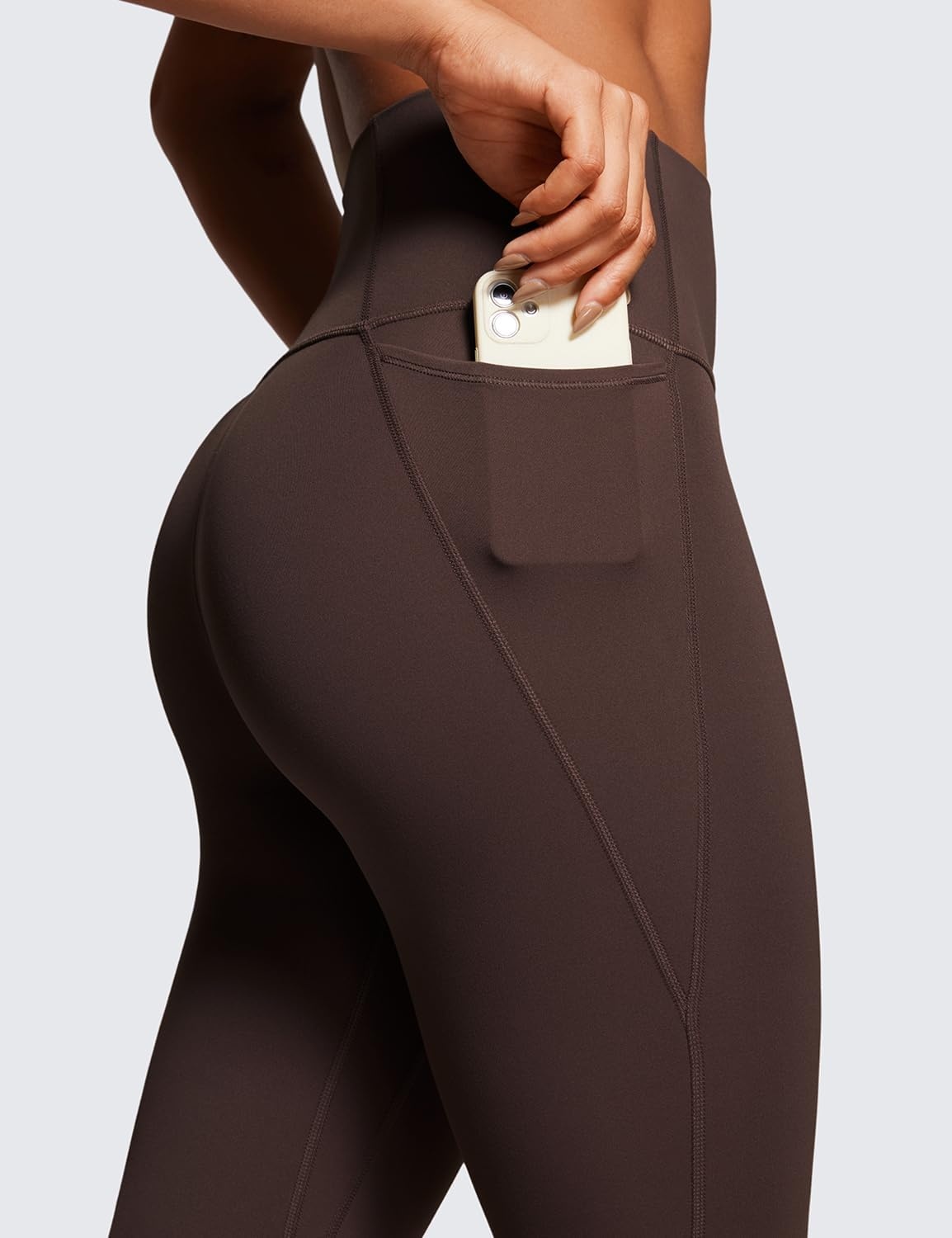 image:imageCRZ YOGA Butterluxe Workout Leggings Pockets 31 High Waisted Athletic Gym Womens Yoga Pants for Tall WomenHot Fudge Brown
