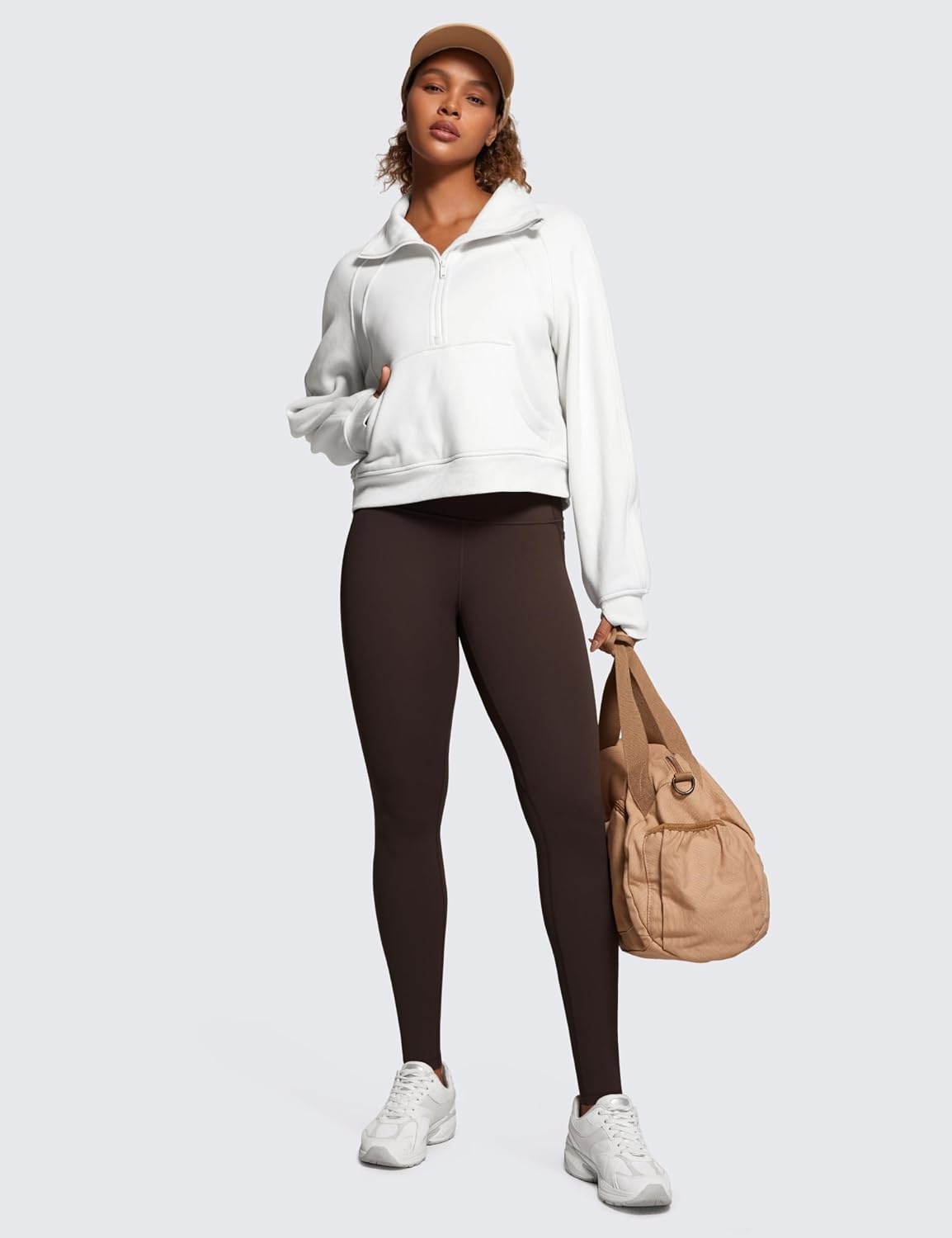 image:imageCRZ YOGA Butterluxe Workout Leggings Pockets 31 High Waisted Athletic Gym Womens Yoga Pants for Tall WomenHot Fudge Brown