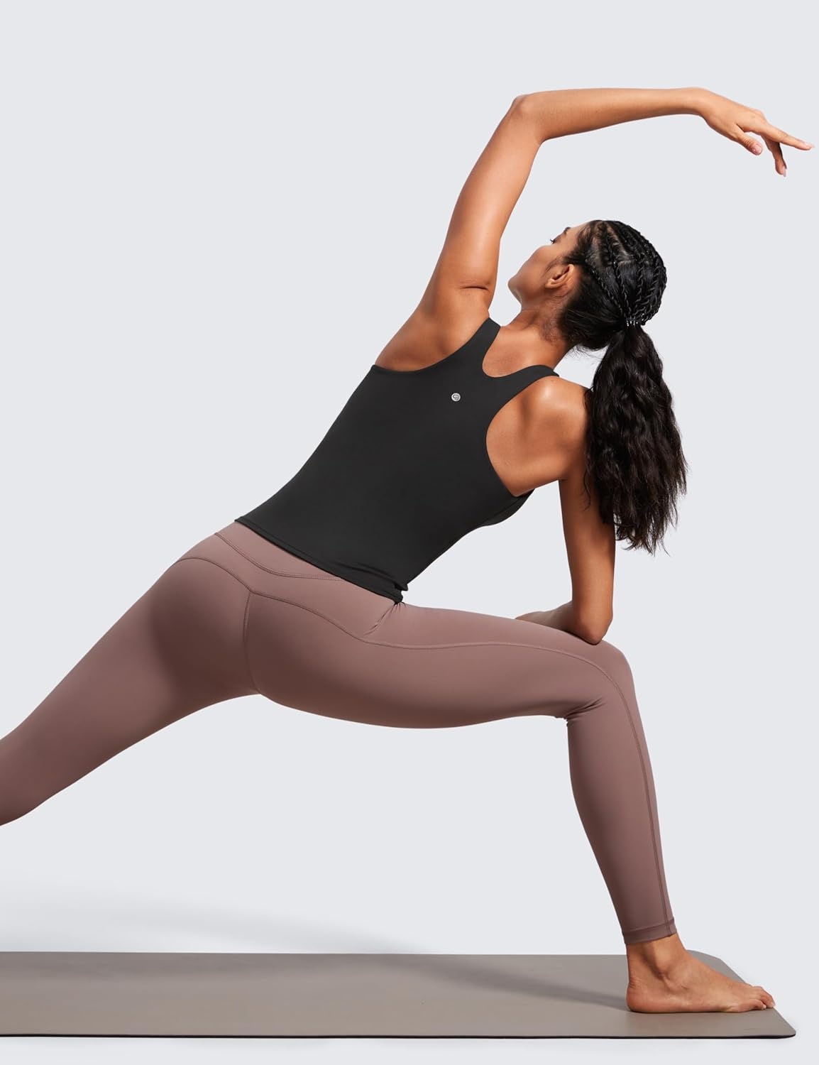 image:imageCRZ YOGA Butterluxe Workout Tank Tops for Women Racerback Padded High Neck Yoga Athletic Shirt with Built in BraBlack