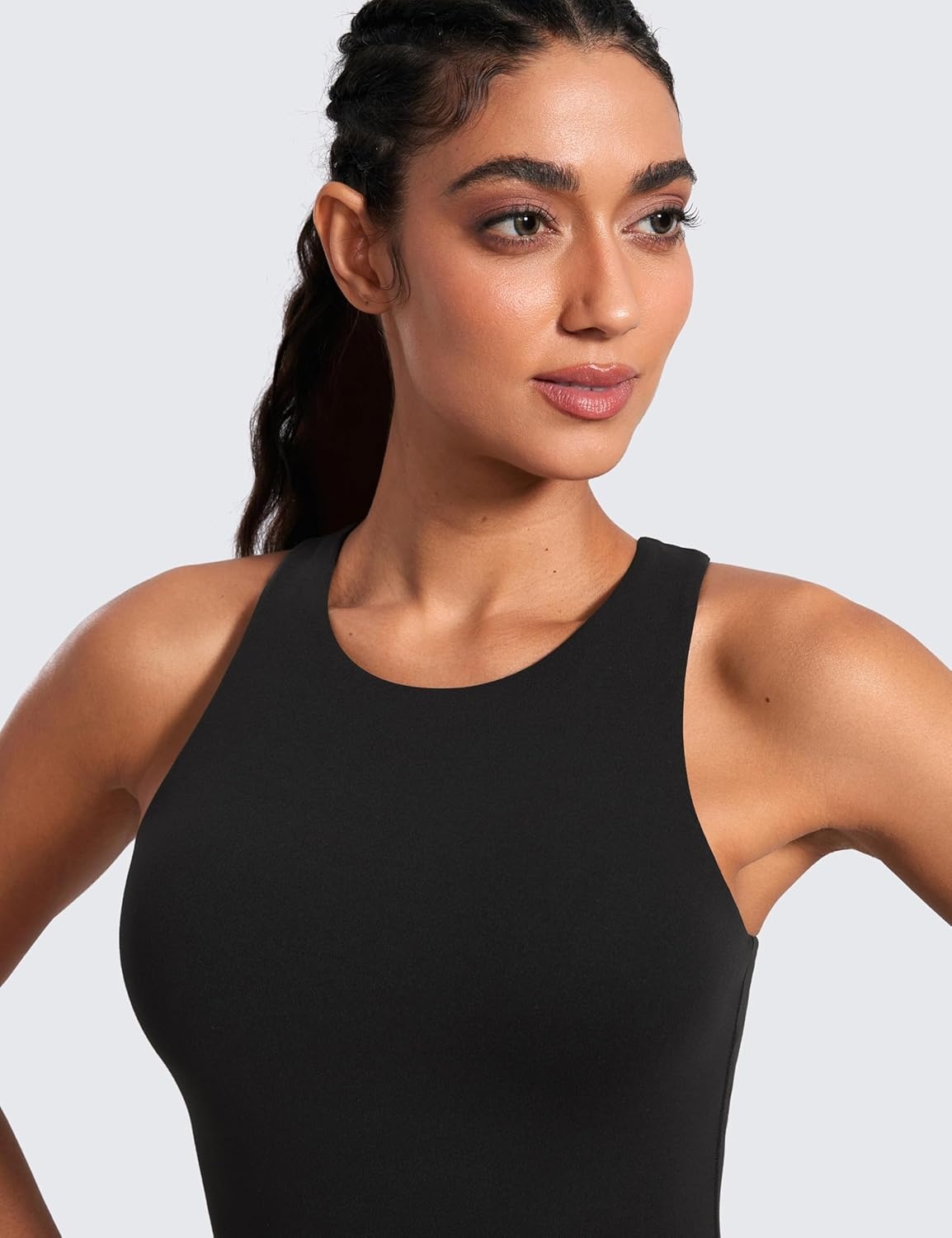 image:imageCRZ YOGA Butterluxe Workout Tank Tops for Women Racerback Padded High Neck Yoga Athletic Shirt with Built in BraBlack