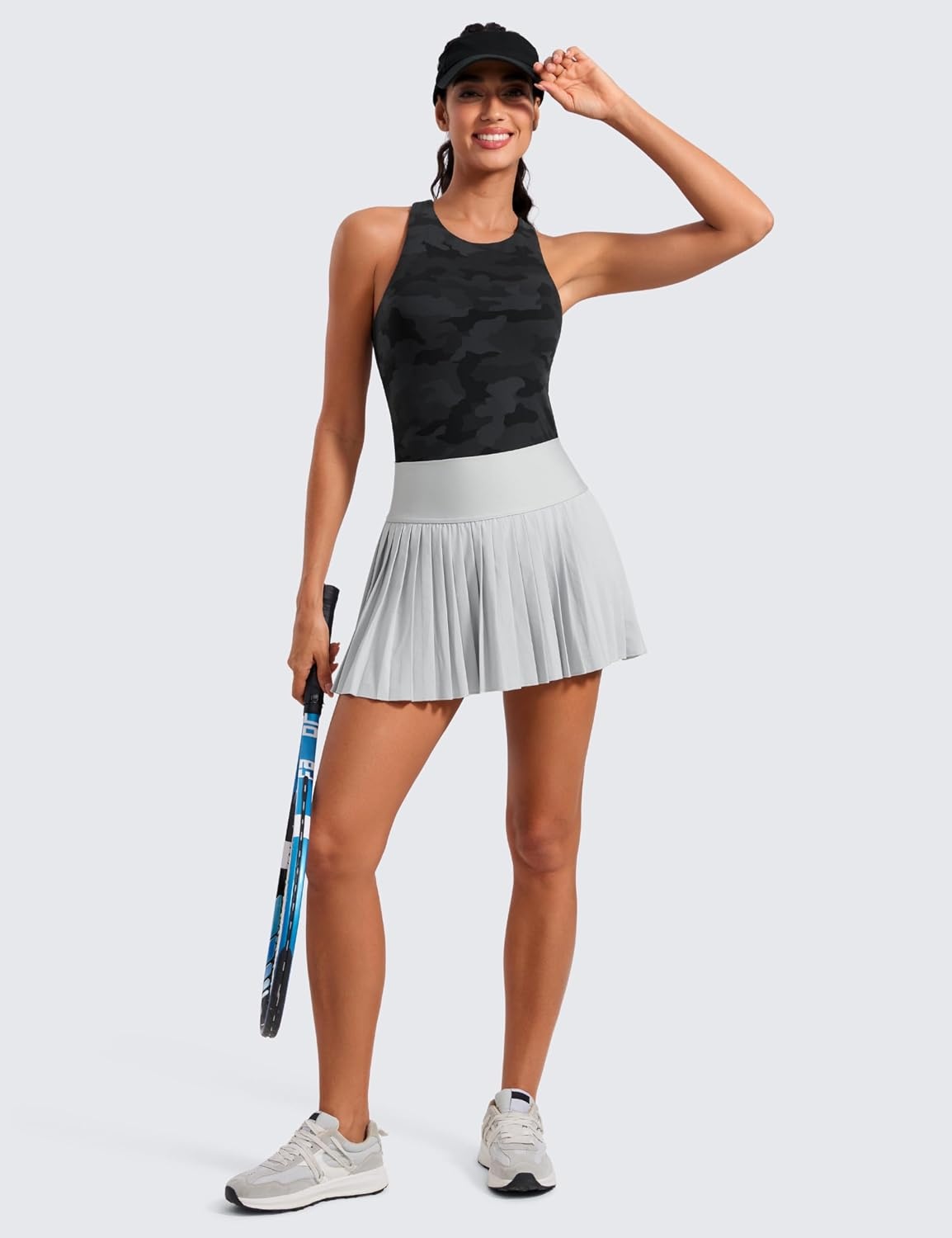 image:imageCRZ YOGA Butterluxe Workout Tank Tops for Women Racerback Padded High Neck Yoga Athletic Shirt with Built in BraDark Grey Camouflage 2
