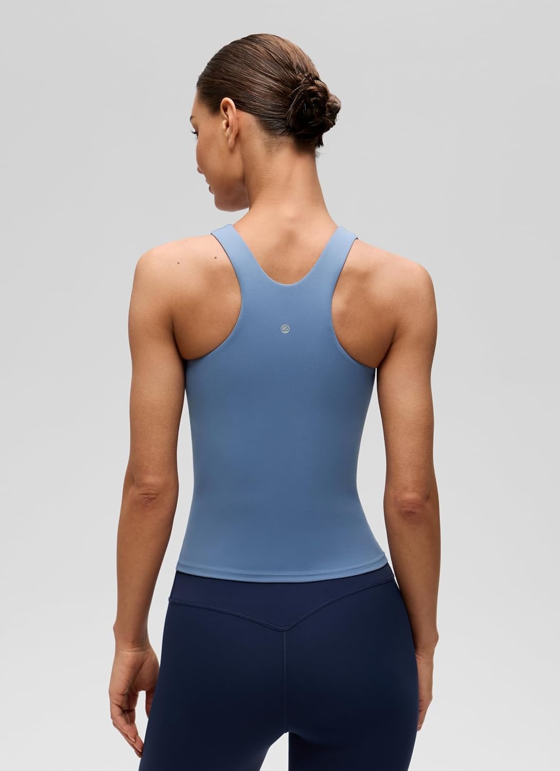 image:imageCRZ YOGA Butterluxe Workout Tank Tops for Women Racerback Padded High Neck Yoga Athletic Shirt with Built in BraOasis Blue
