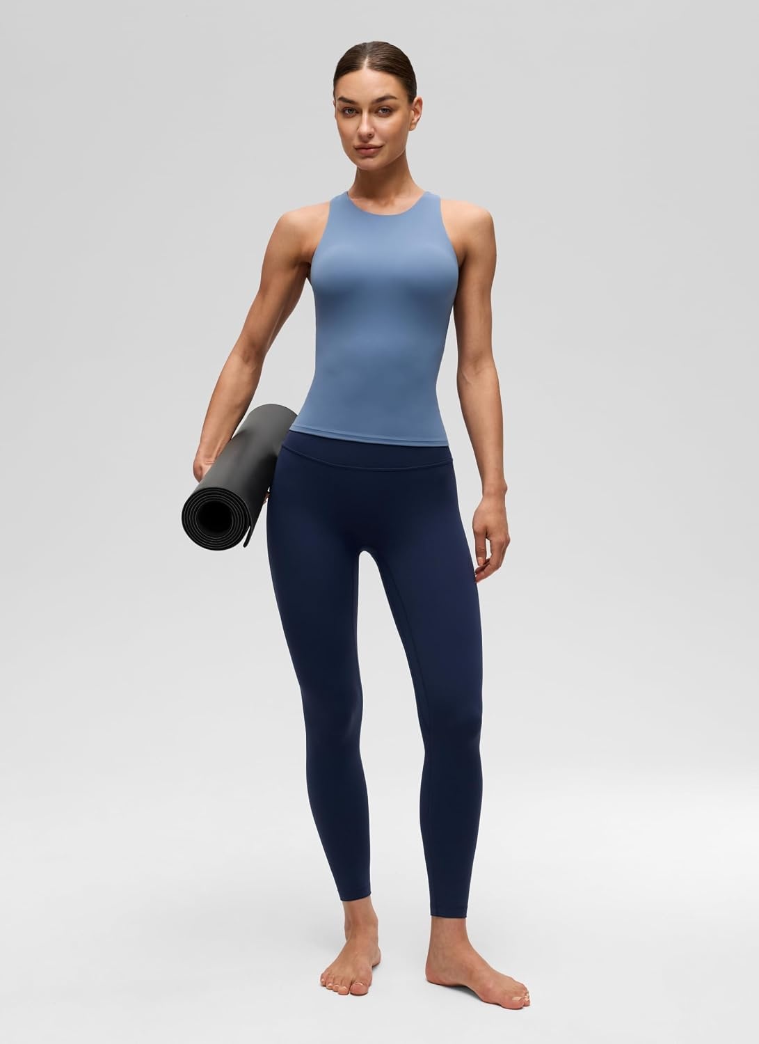 image:imageCRZ YOGA Butterluxe Workout Tank Tops for Women Racerback Padded High Neck Yoga Athletic Shirt with Built in BraOasis Blue