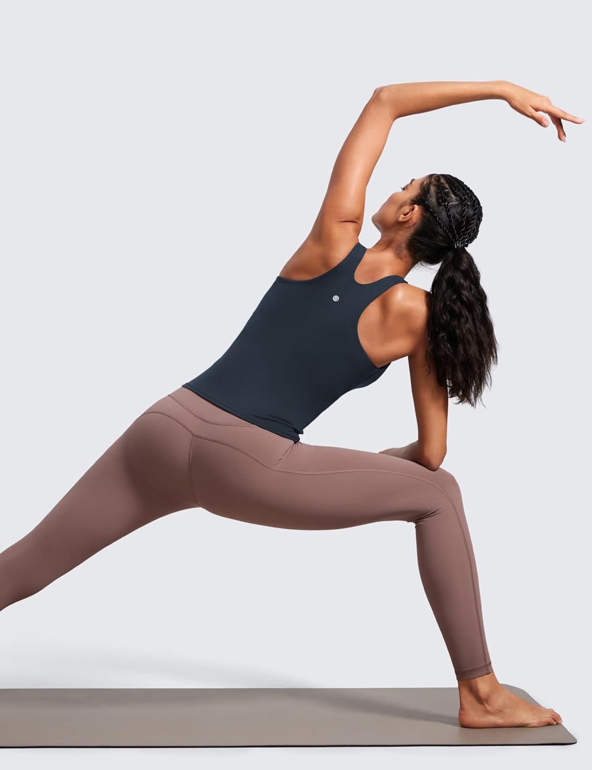 image:imageCRZ YOGA Butterluxe Workout Tank Tops for Women Racerback Padded High Neck Yoga Athletic Shirt with Built in BraTrue Navy