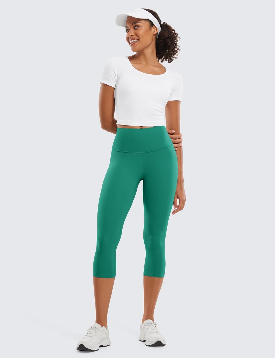 image:imageCRZ YOGA Butterluxe Yoga Capris Leggings 19 High Waisted Workout Buttery Soft Athletic Lounge Womens Crop PantsCascadia Green