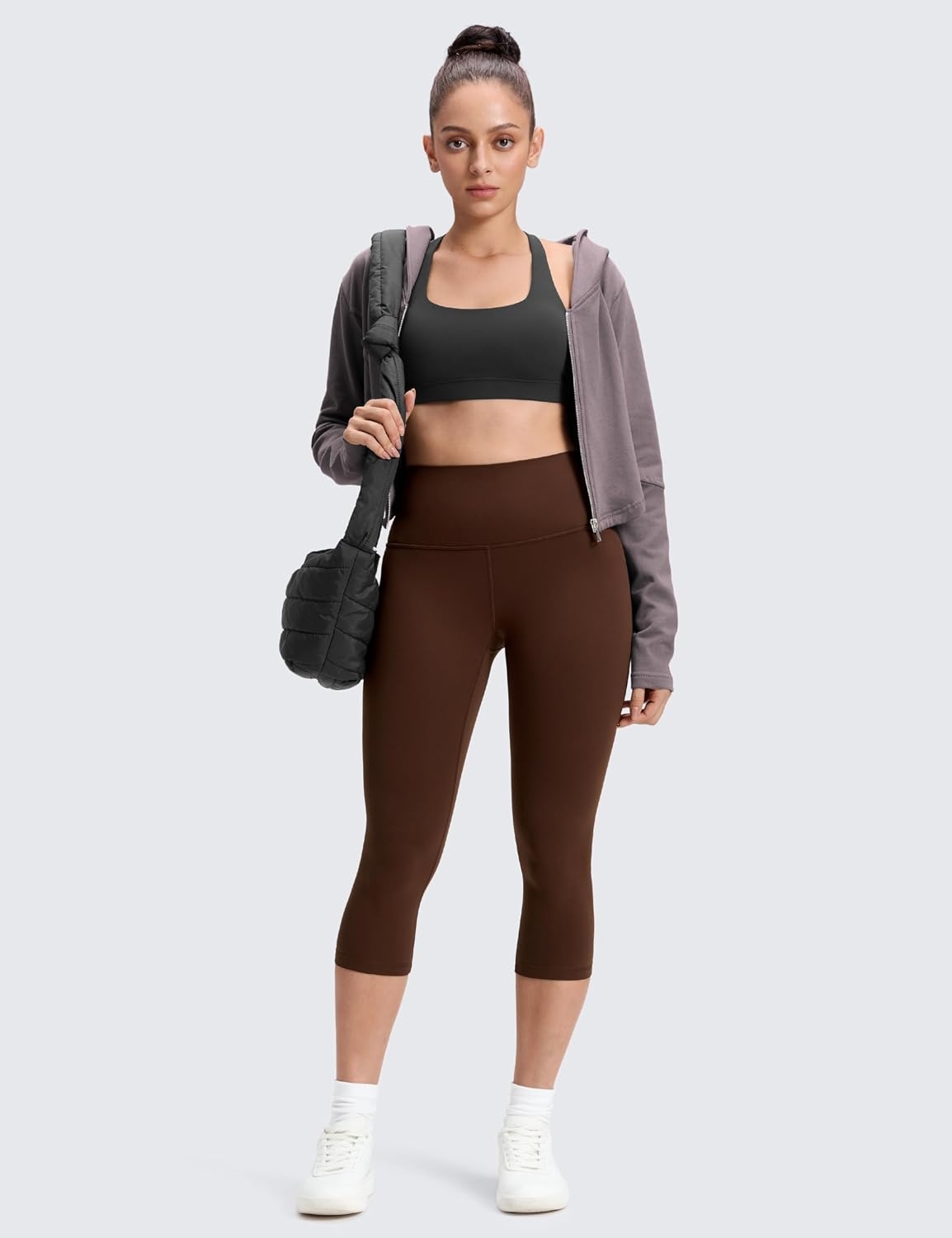 image:imageCRZ YOGA Butterluxe Yoga Capris Leggings 19 High Waisted Workout Buttery Soft Athletic Lounge Womens Crop PantsLava Brown