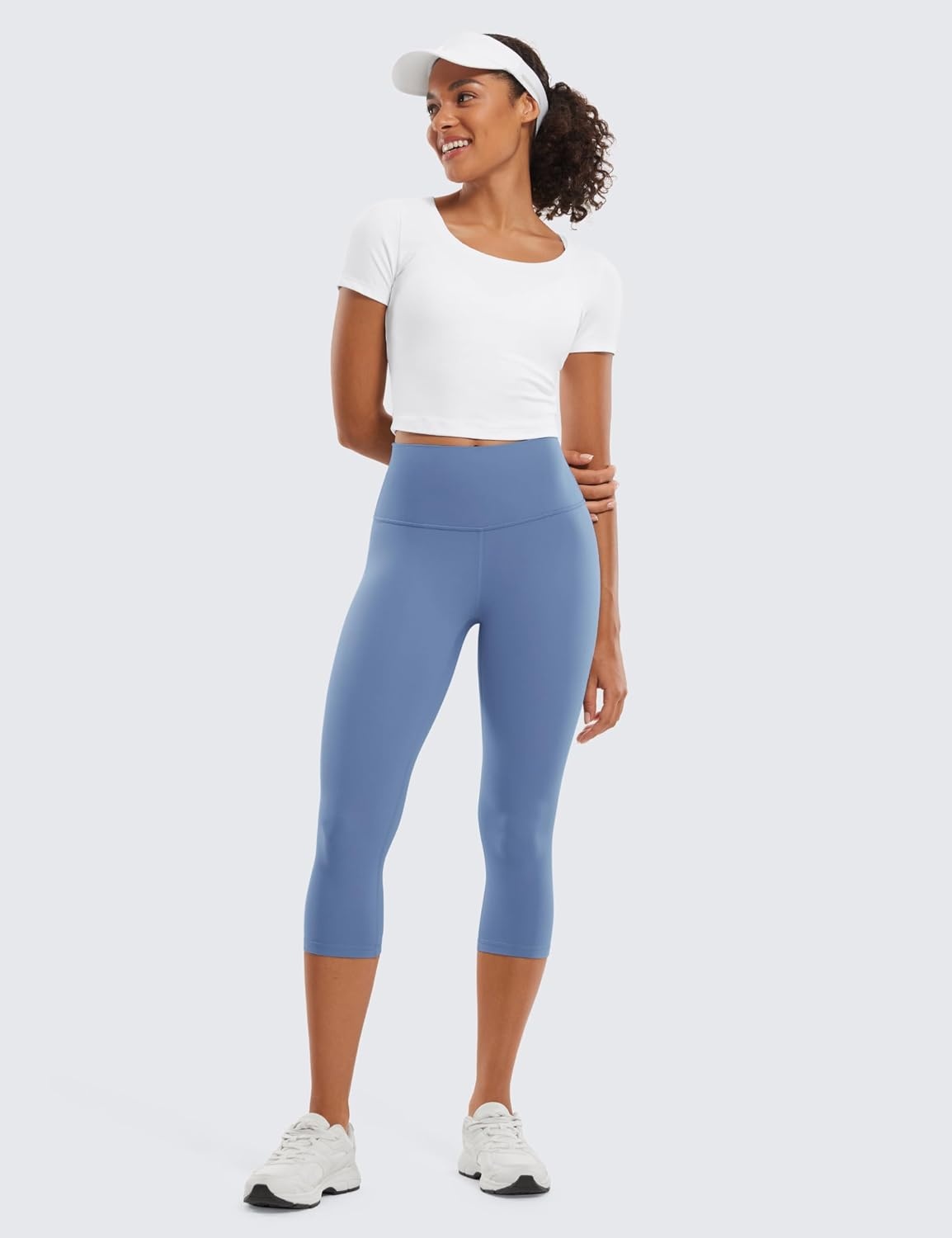 image:imageCRZ YOGA Butterluxe Yoga Capris Leggings 19 High Waisted Workout Buttery Soft Athletic Lounge Womens Crop PantsOasis Blue