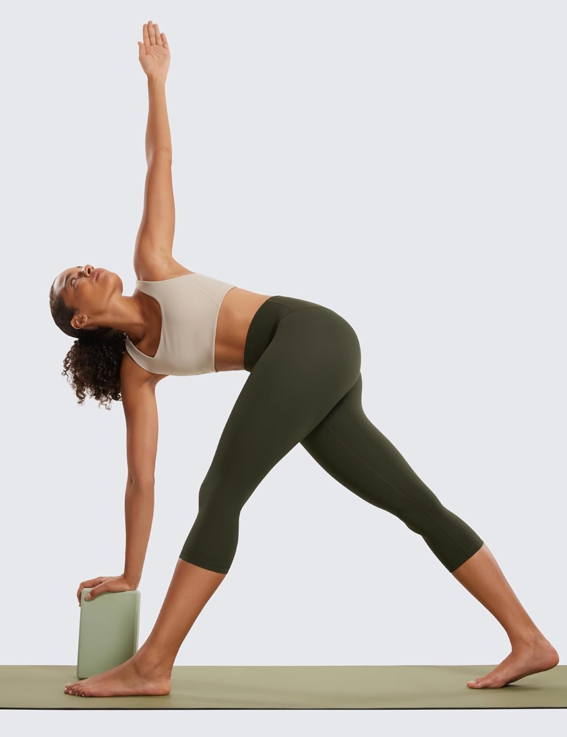 image:imageCRZ YOGA Butterluxe Yoga Capris Leggings 19 High Waisted Workout Buttery Soft Athletic Lounge Womens Crop PantsOlive Green