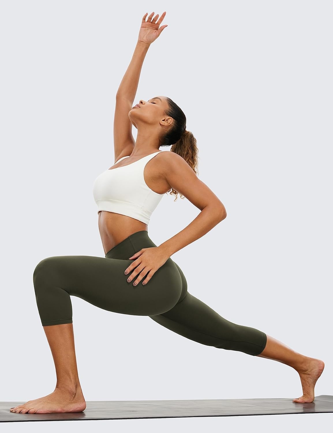 image:imageCRZ YOGA Butterluxe Yoga Capris Leggings 19 High Waisted Workout Buttery Soft Athletic Lounge Womens Crop PantsOlive Green