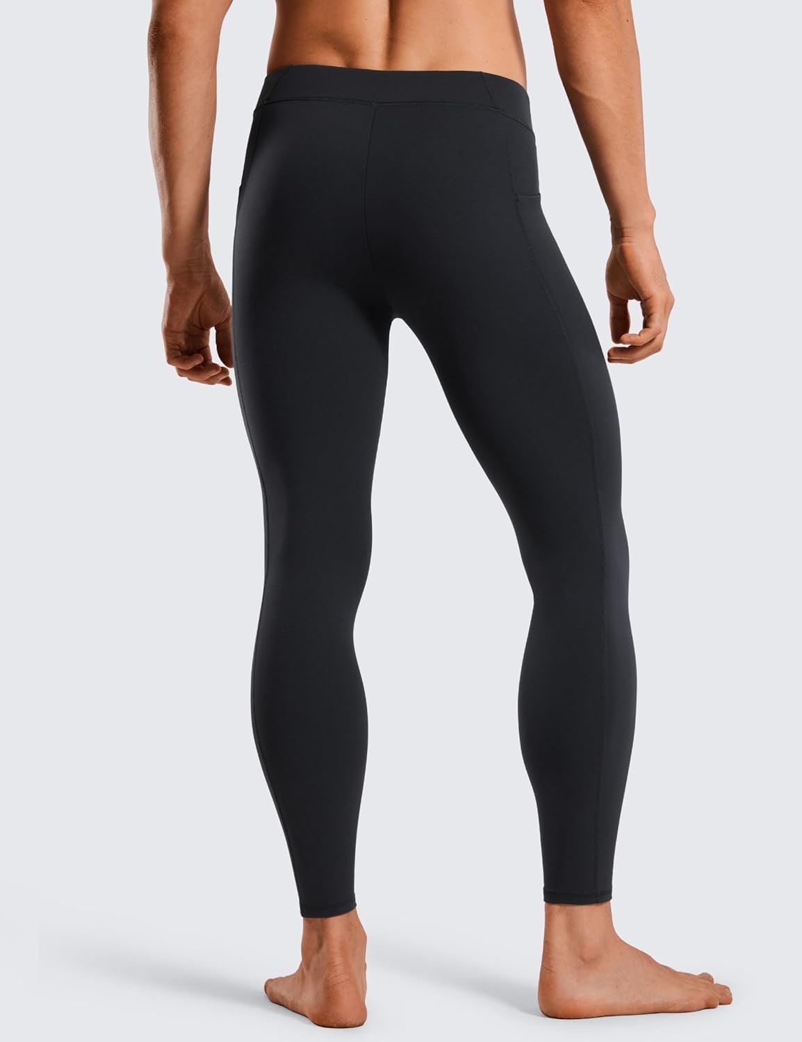 image:imageCRZ YOGA Butterluxe Yoga Leggings for Men 27 Buttery Soft Yoga Workout Running Tights Pants with PocketsBlack