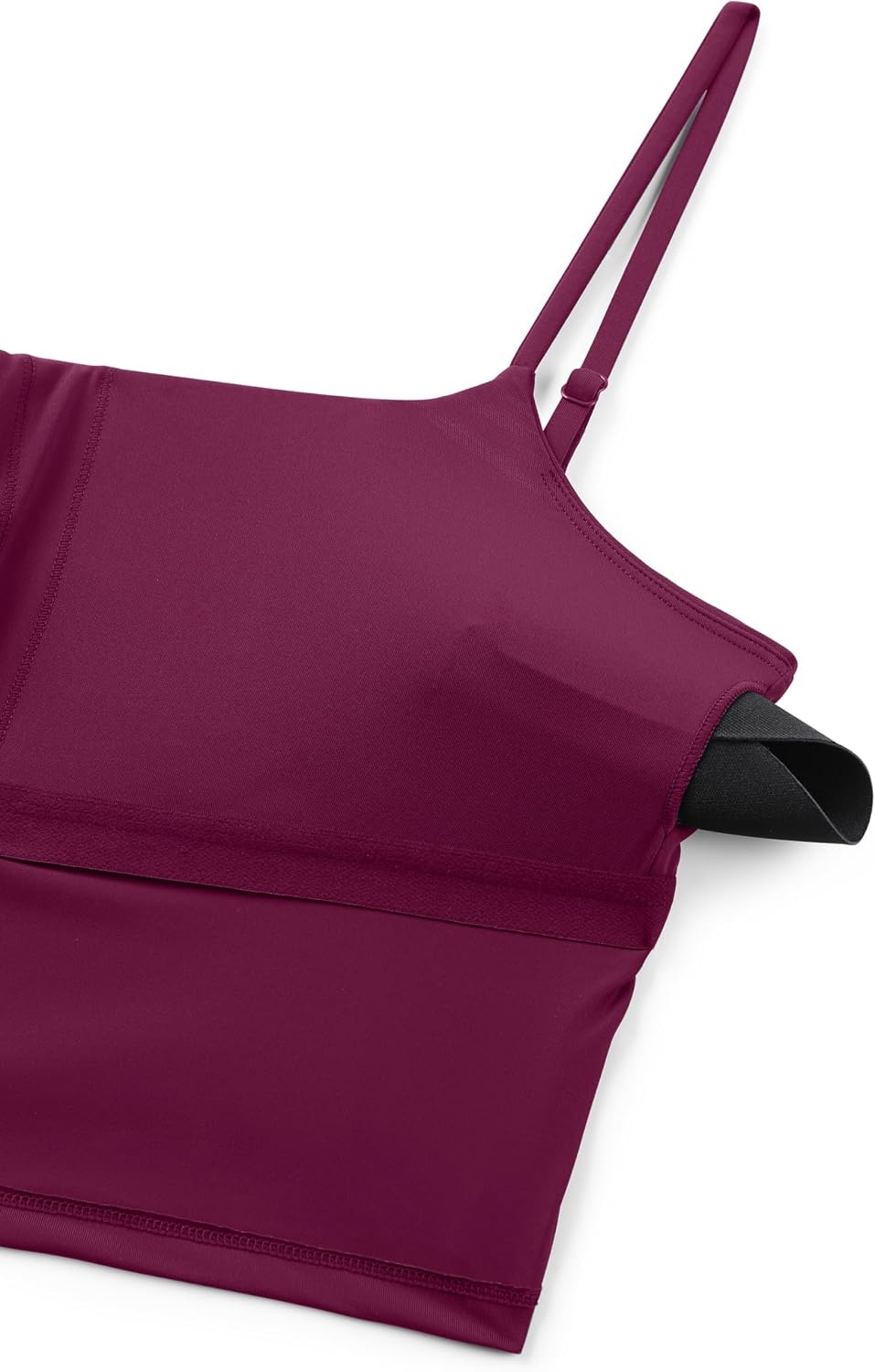 image:imageCRZ YOGA Cami Strap Bikini Tops for Women Padded Scoop Neck Longline Swimsuit Adjustable Bathing Suit Crop TankiniFuchsia