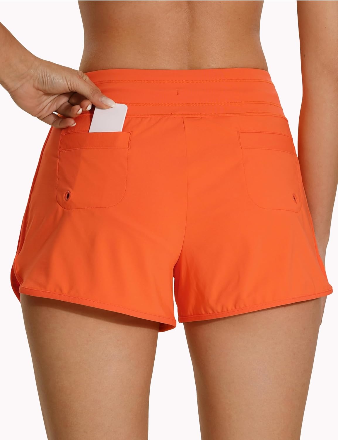 image:imageCRZ YOGA Classic Fit Dolphin Board Shorts for Women 3 High Waisted Beach Swimwear Bottoms Bathing Trunks with LinerCoral
