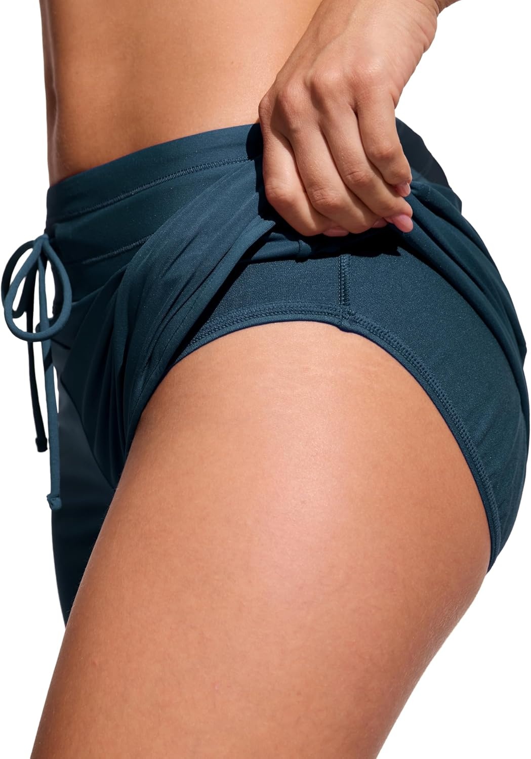 image:imageCRZ YOGA Classic Fit Dolphin Board Shorts for Women 3 High Waisted Beach Swimwear Bottoms Bathing Trunks with LinerInsignia Blue
