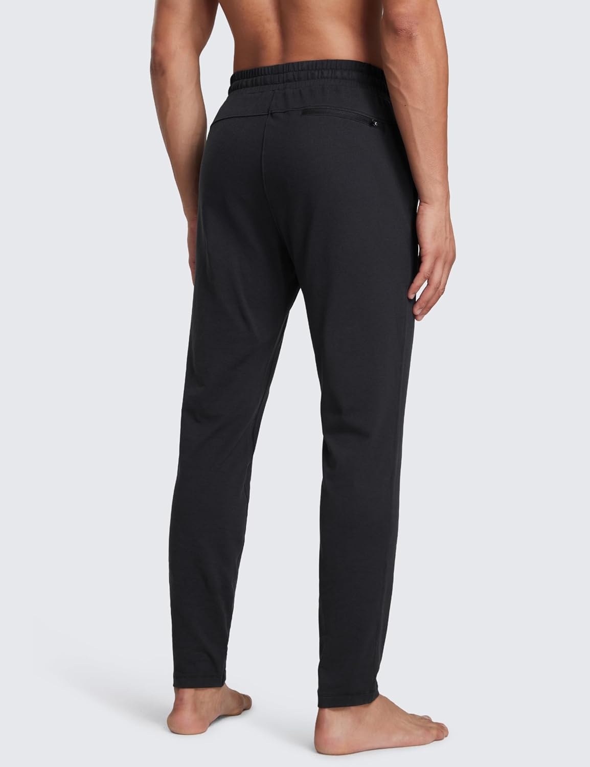 image:imageCRZ YOGA Cloud Jersey Lightweight Sweatpants for Men 30 Workout Casual Yoga Lounge Open Bottom Pants with Zipper PocketsBlack