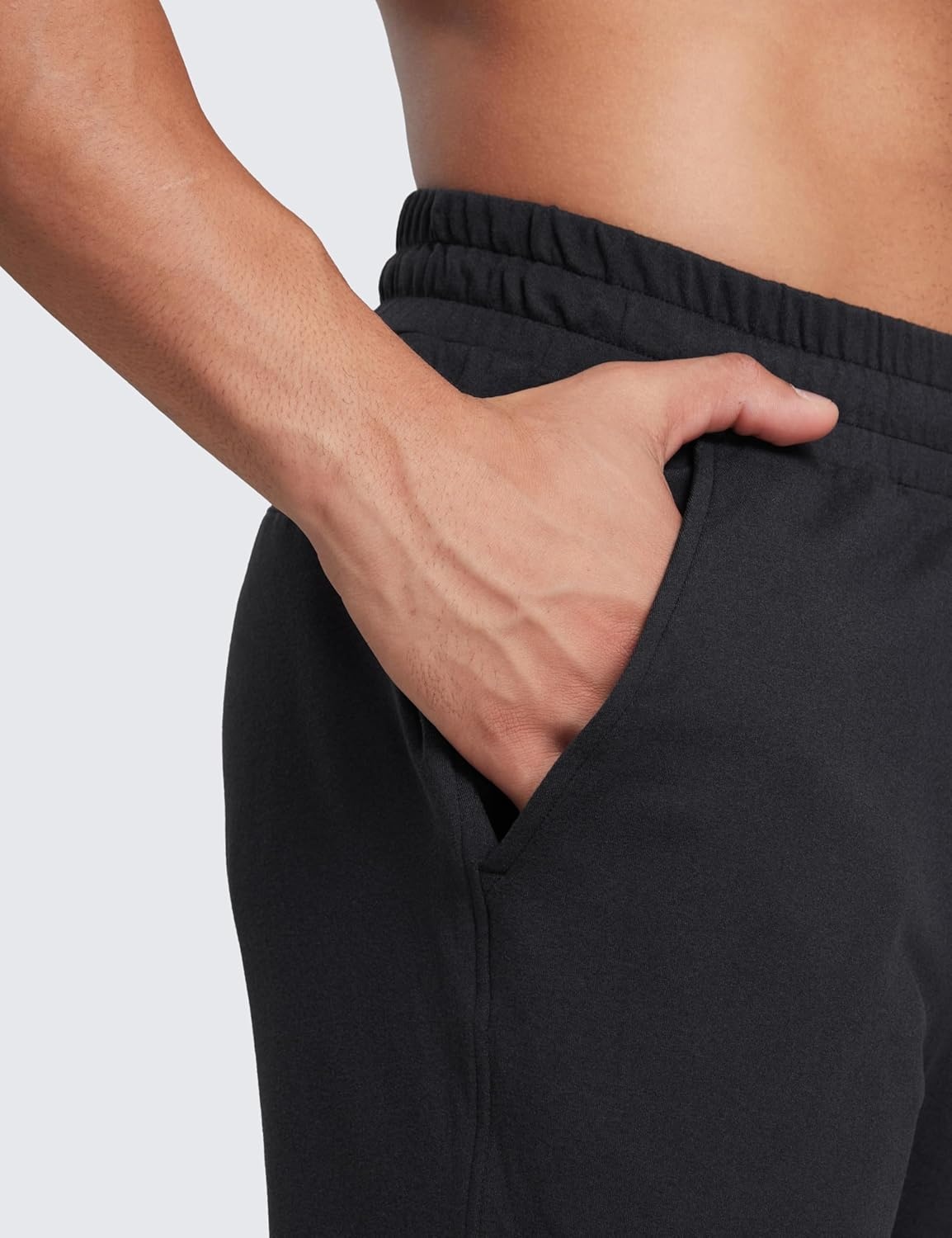 image:imageCRZ YOGA Cloud Jersey Lightweight Sweatpants for Men 30 Workout Casual Yoga Lounge Open Bottom Pants with Zipper PocketsBlack