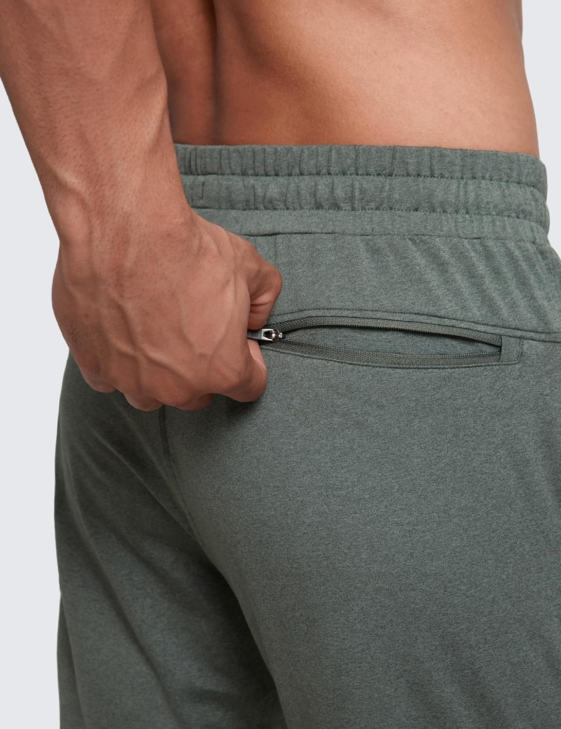 image:imageCRZ YOGA Cloud Jersey Lightweight Sweatpants for Men 30 Workout Casual Yoga Lounge Open Bottom Pants with Zipper PocketsGrey Sage
