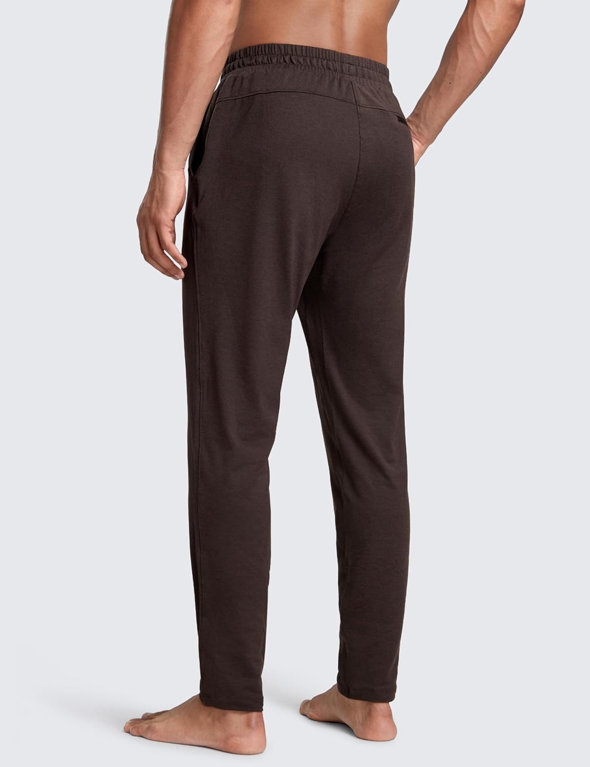 image:imageCRZ YOGA Cloud Jersey Lightweight Sweatpants for Men 30 Workout Casual Yoga Lounge Open Bottom Pants with Zipper PocketsHot Fudge Brown