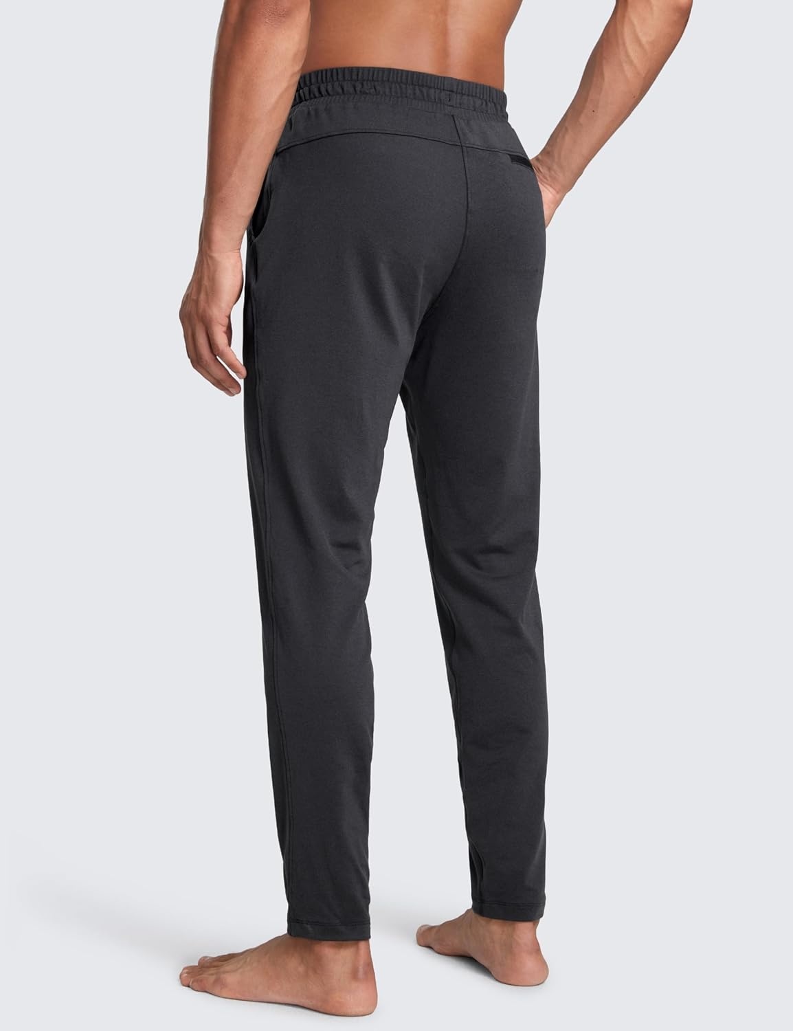 image:imageCRZ YOGA Cloud Jersey Lightweight Sweatpants for Men 30 Workout Casual Yoga Lounge Open Bottom Pants with Zipper PocketsInk Gray