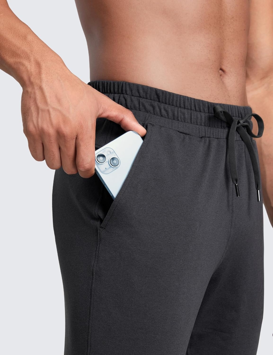 image:imageCRZ YOGA Cloud Jersey Lightweight Sweatpants for Men 30 Workout Casual Yoga Lounge Open Bottom Pants with Zipper PocketsInk Gray
