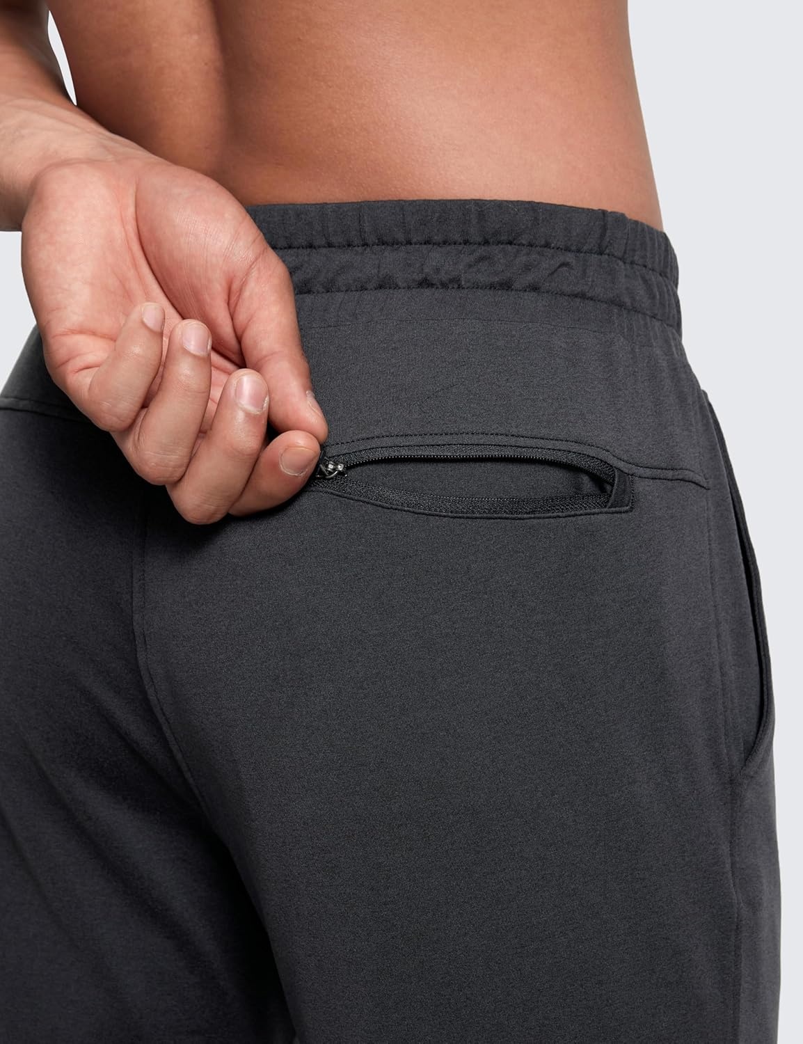image:imageCRZ YOGA Cloud Jersey Lightweight Sweatpants for Men 30 Workout Casual Yoga Lounge Open Bottom Pants with Zipper PocketsInk Gray