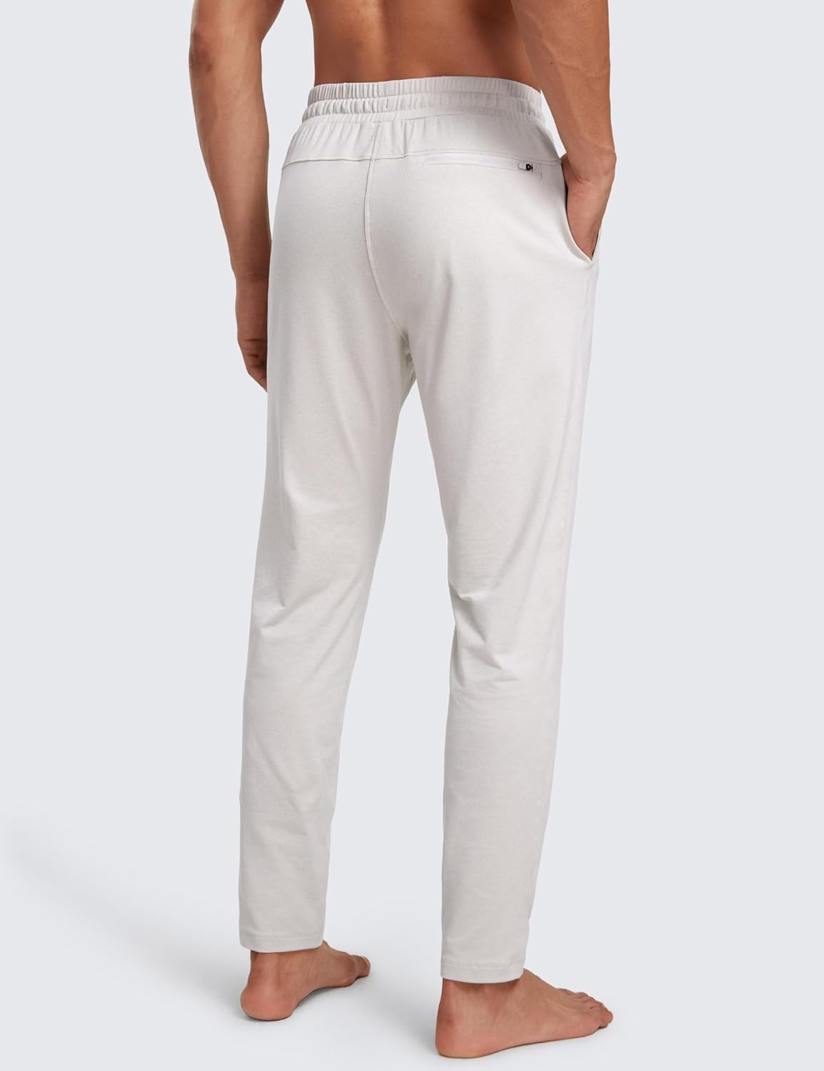 image:imageCRZ YOGA Cloud Jersey Lightweight Sweatpants for Men 30 Workout Casual Yoga Lounge Open Bottom Pants with Zipper PocketsMilky White Bone