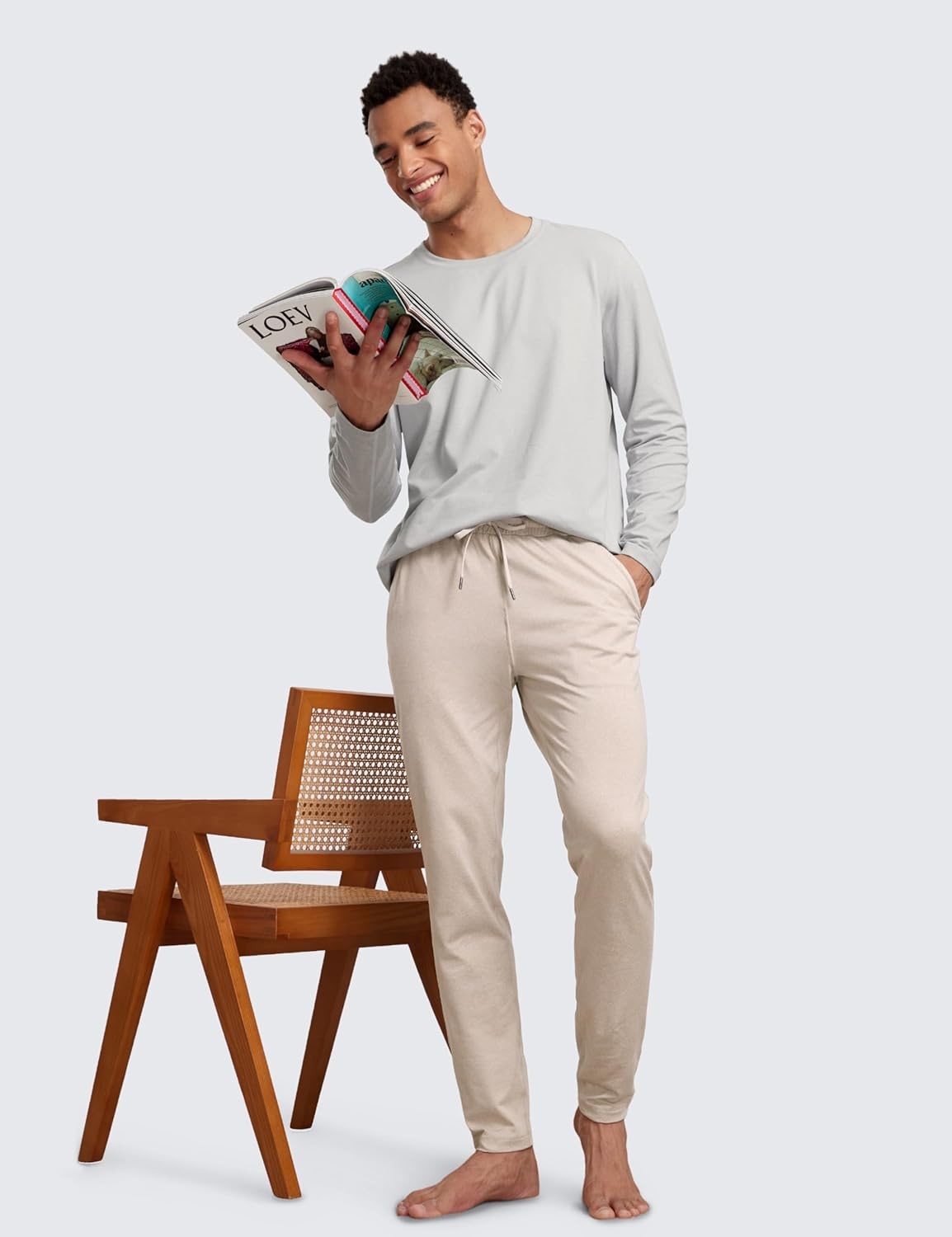 image:imageCRZ YOGA Cloud Jersey Lightweight Sweatpants for Men 30 Workout Casual Yoga Lounge Open Bottom Pants with Zipper PocketsMojave Tan
