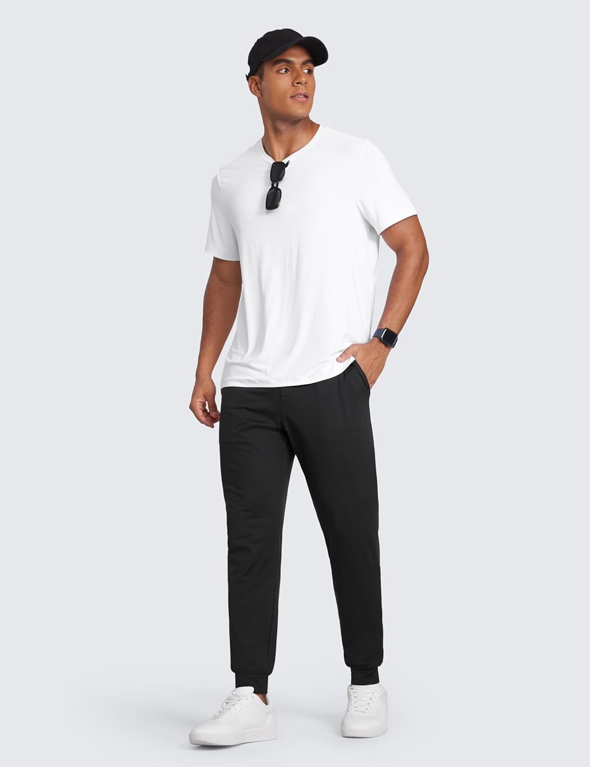 image:imageCRZ YOGA Cloud Jersey Lightweight Yoga Joggers for Men 29 Breathable Casual Lounge Workout Soft Sweatpants with PocketsBlack