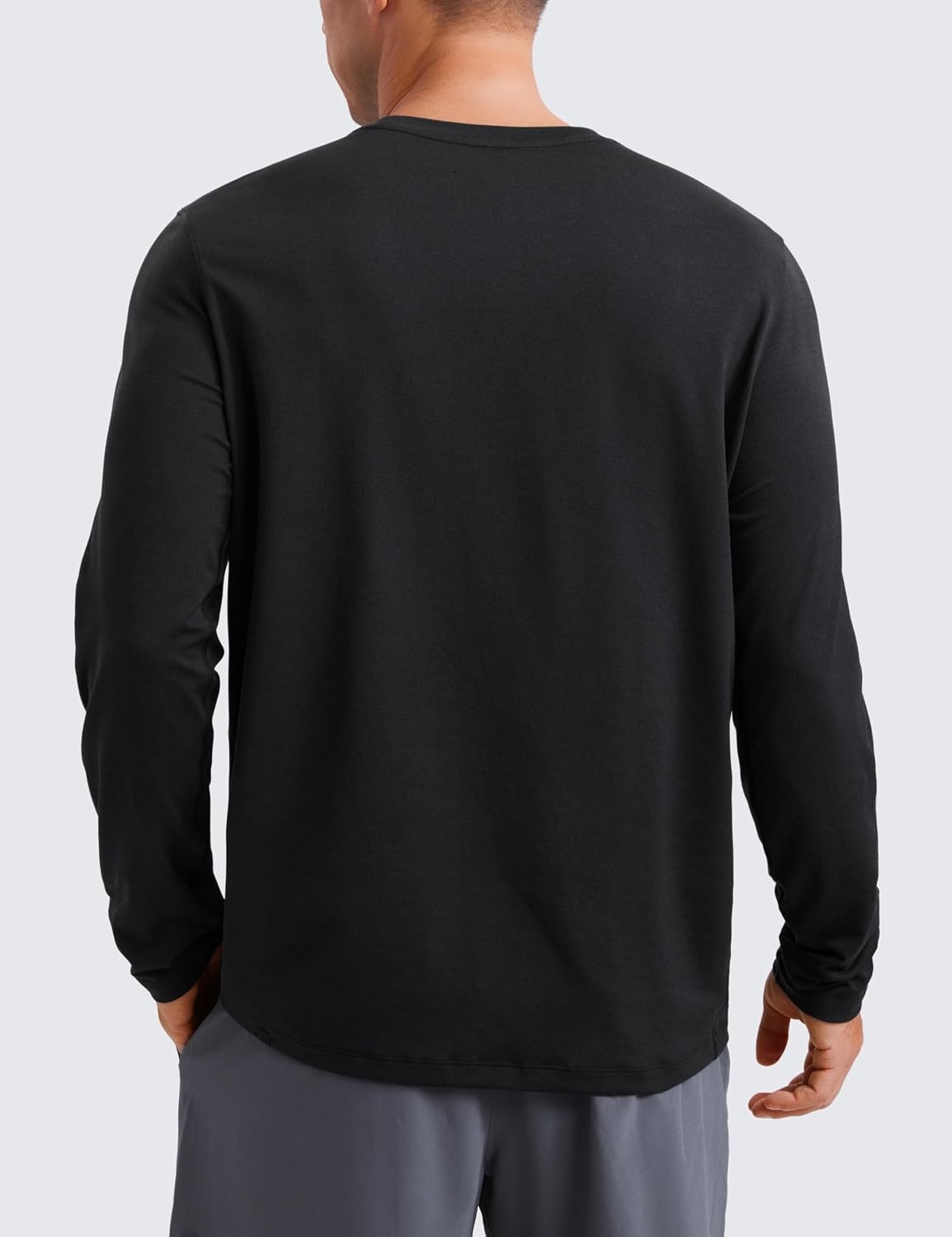 image:imageCRZ YOGA Cloud Jersey Long Sleeve Shirts for Men Crewneck Breathable Casual Workout TShirts Soft Basic TopsBlack