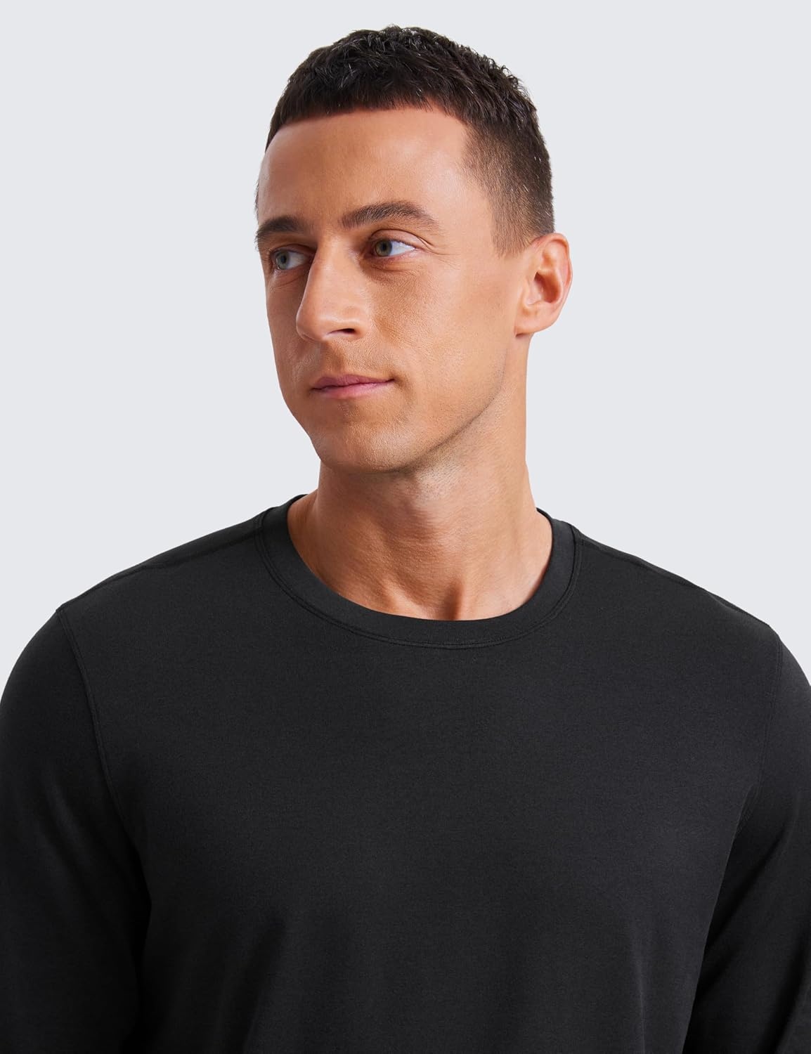 image:imageCRZ YOGA Cloud Jersey Long Sleeve Shirts for Men Crewneck Breathable Casual Workout TShirts Soft Basic TopsBlack