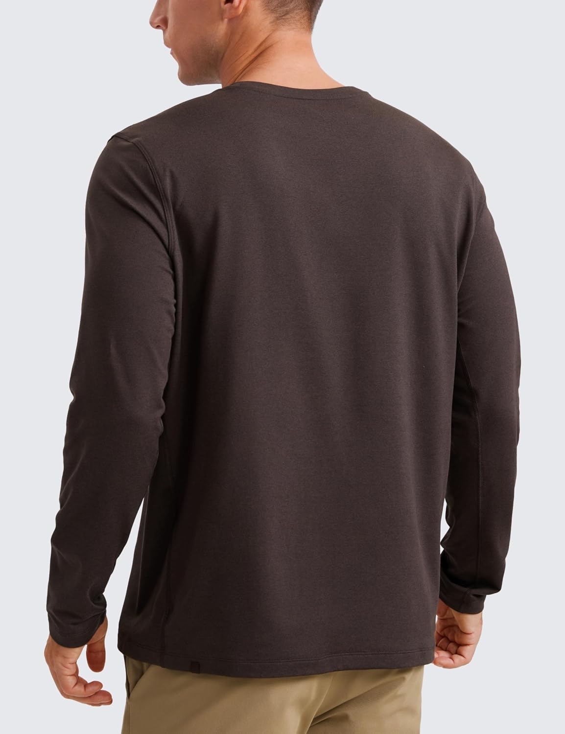 image:imageCRZ YOGA Cloud Jersey Long Sleeve Shirts for Men Crewneck Breathable Casual Workout TShirts Soft Basic TopsHot Fudge Brown
